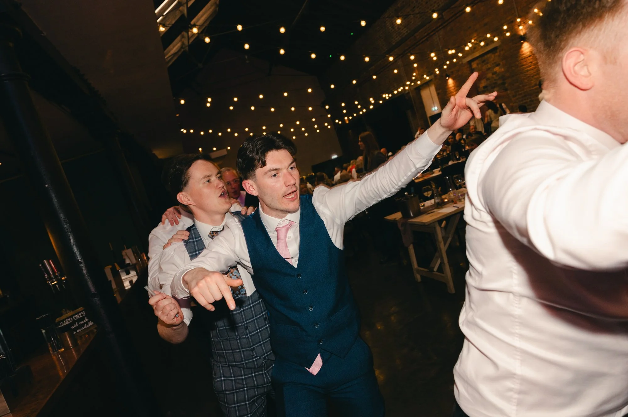Direct-flash film photograph from the Glasgow wedding party