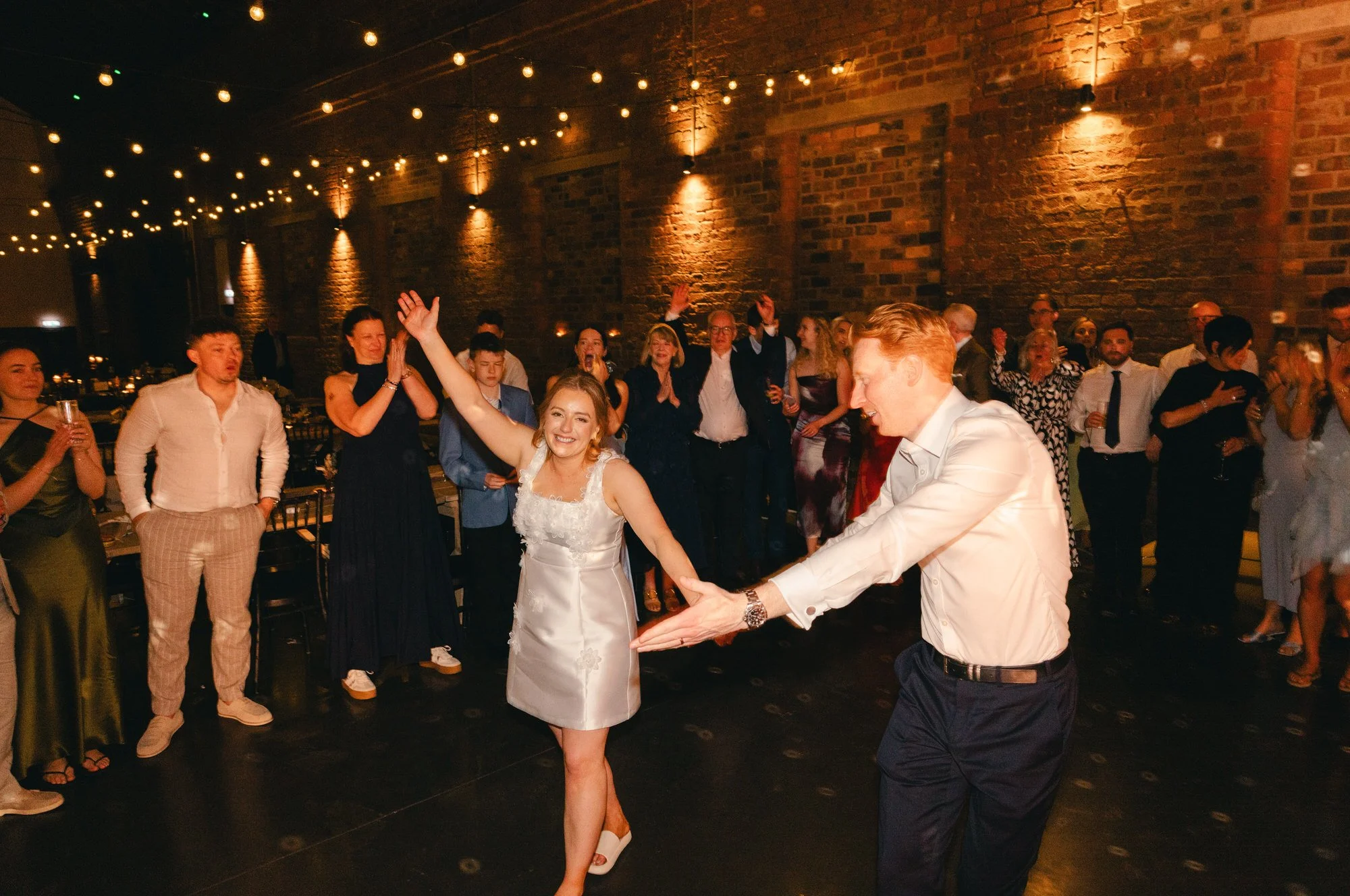 Direct-flash film photograph from the Glasgow wedding party