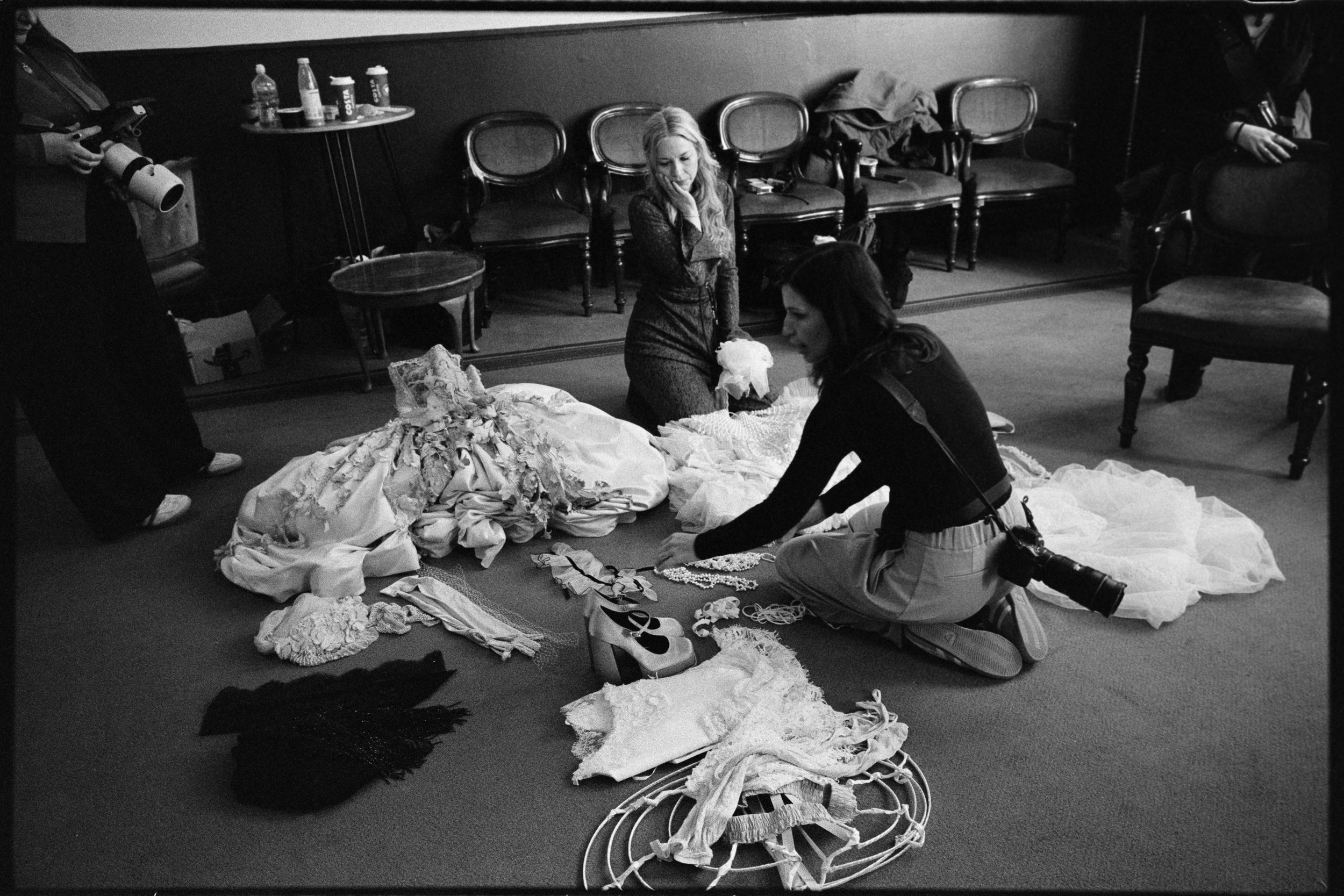 Costumes arranged on stage during A Night at the Opera photography workshop
