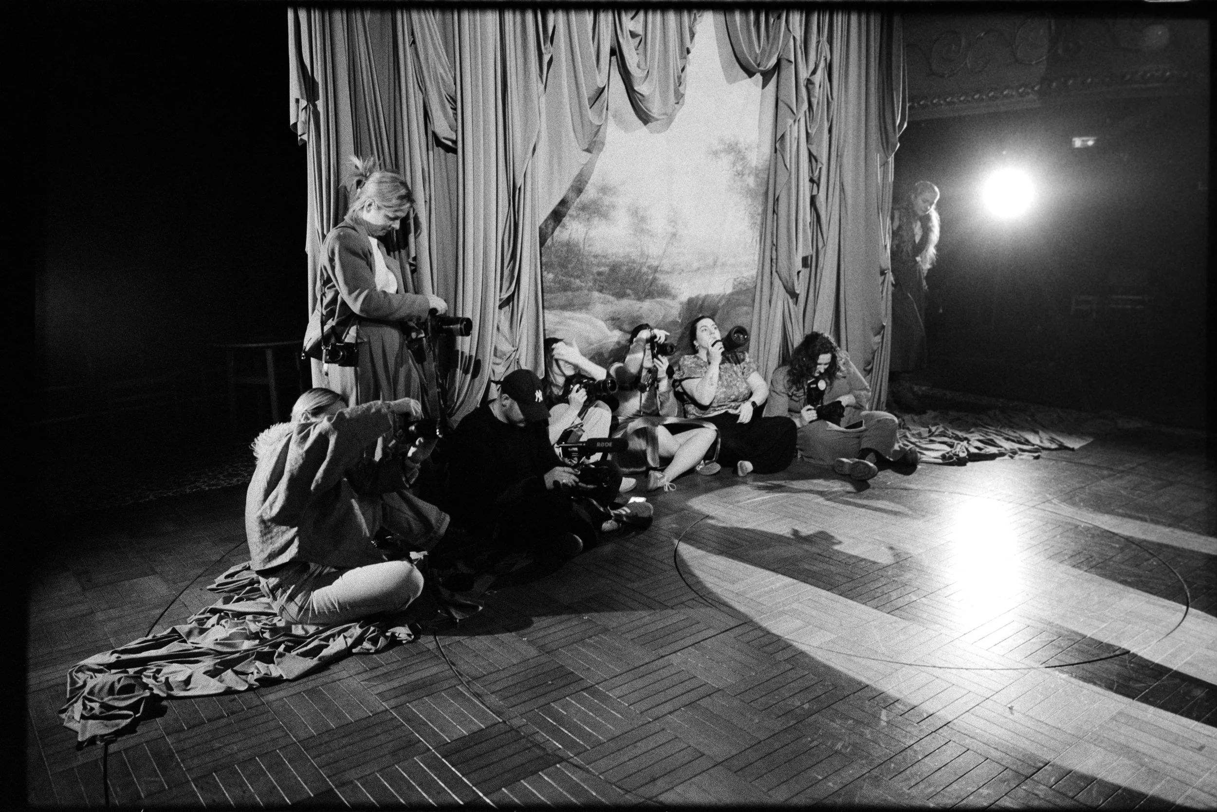 Performers rehearsing on stage during Jennifer Moher’s Edinburgh workshop