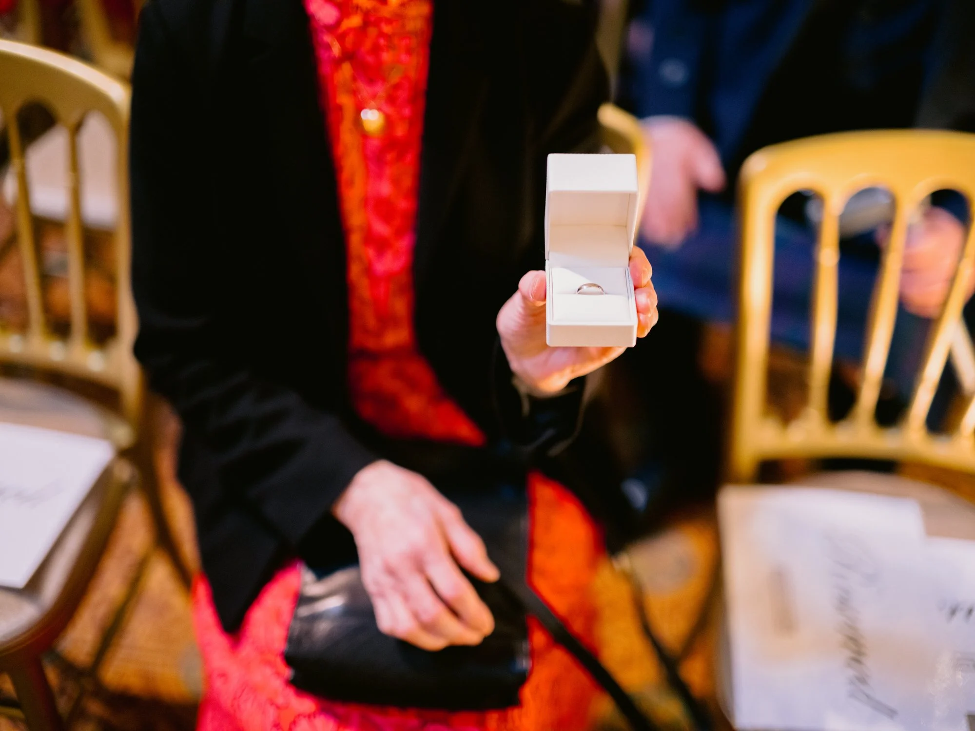 Wedding rings presented in an open box
