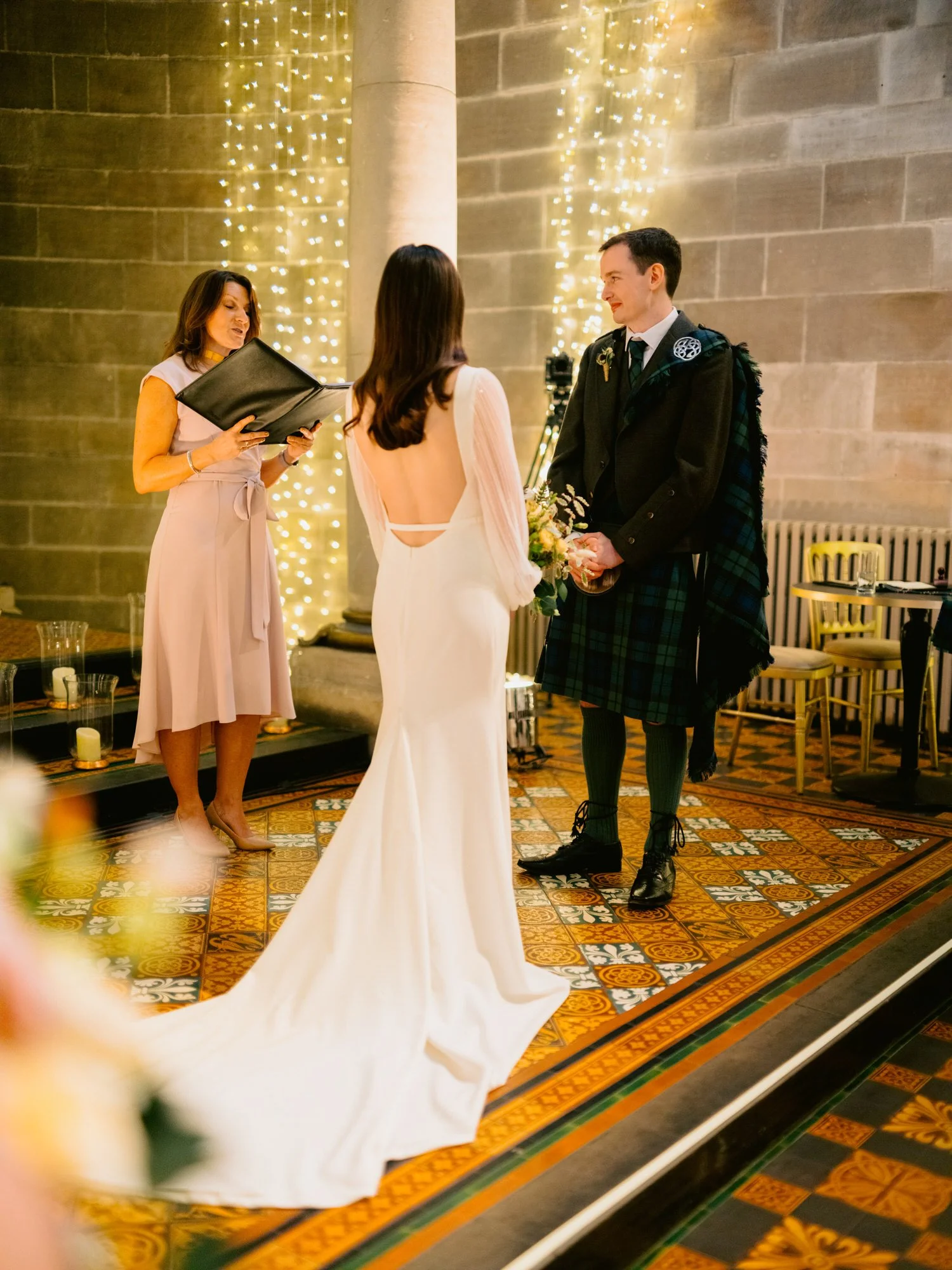 Gina Williams leading the wedding ceremony