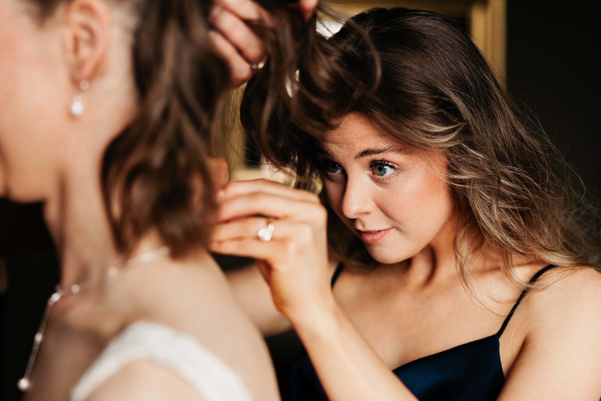 Julie McGuire applying bridal make-up