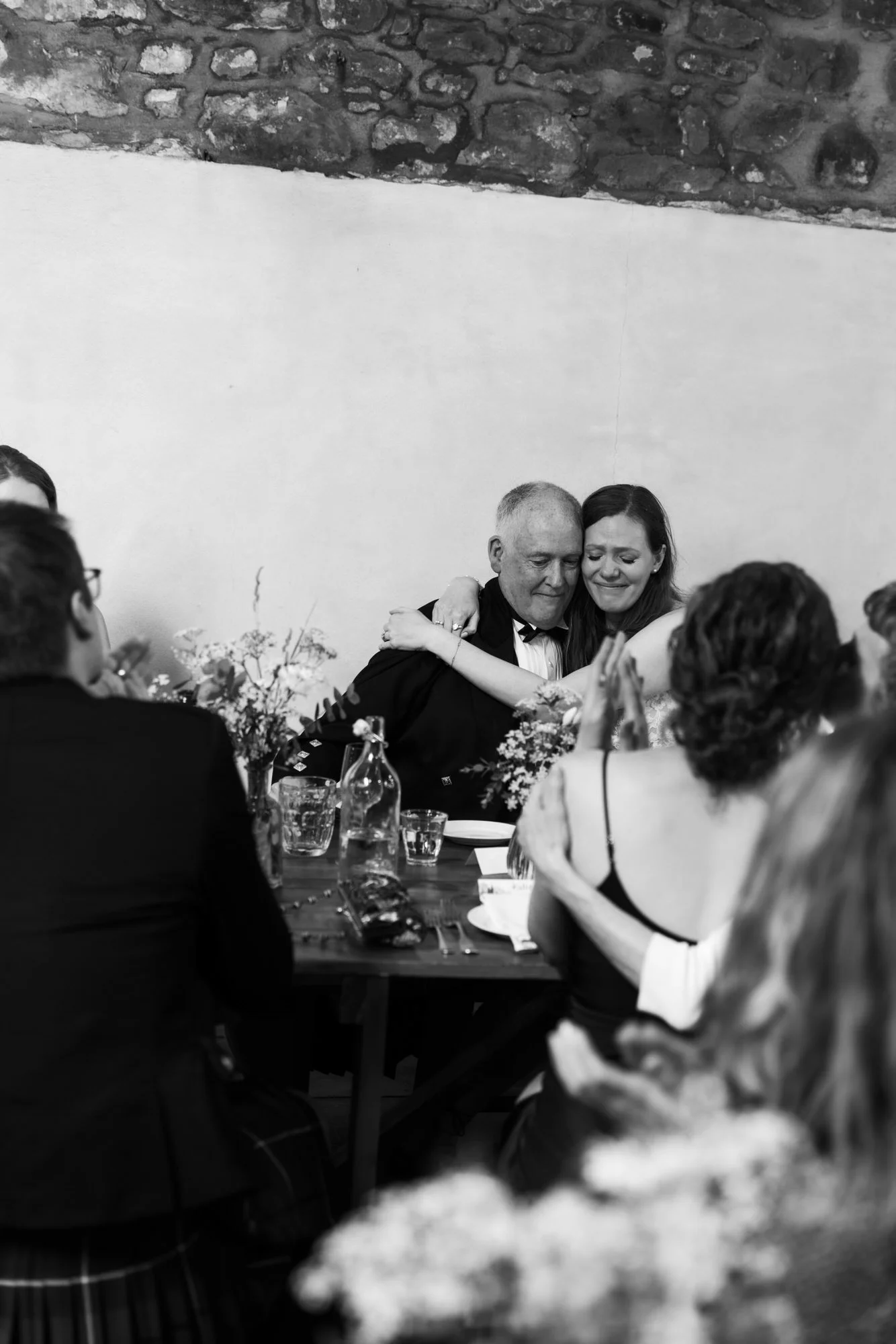 A wedding speech photographed in black and white