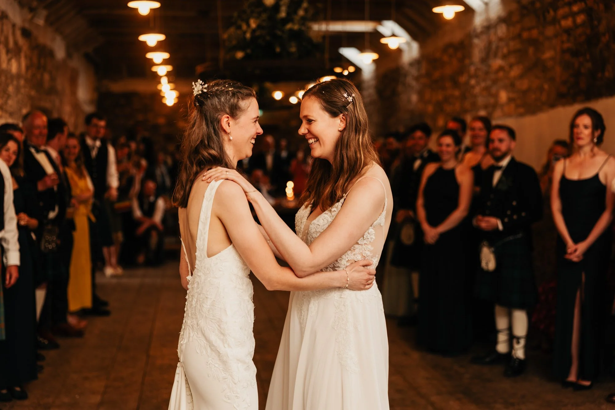 Jackie and Briony dancing together at The Free Company