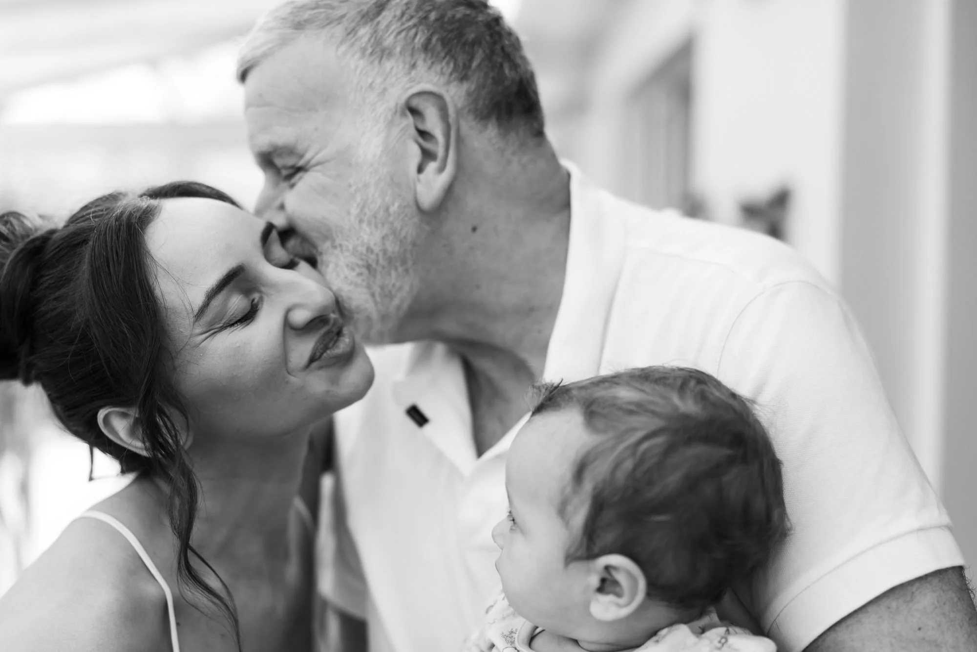 Caterina sharing a hug with family during the morning preparations