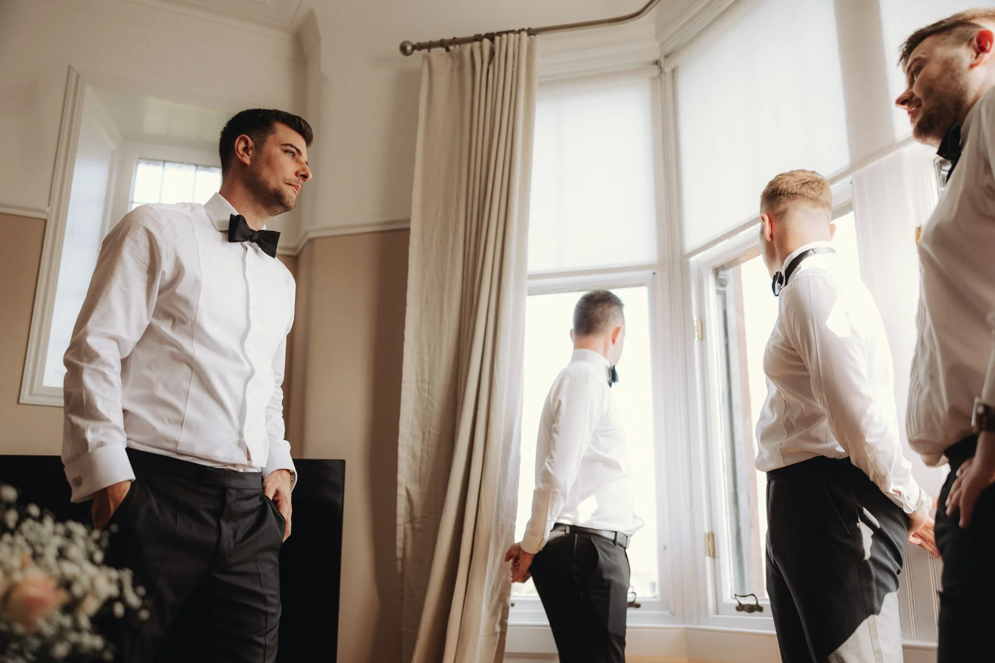 Jonathan and his groomsmen getting ready in Glasgow