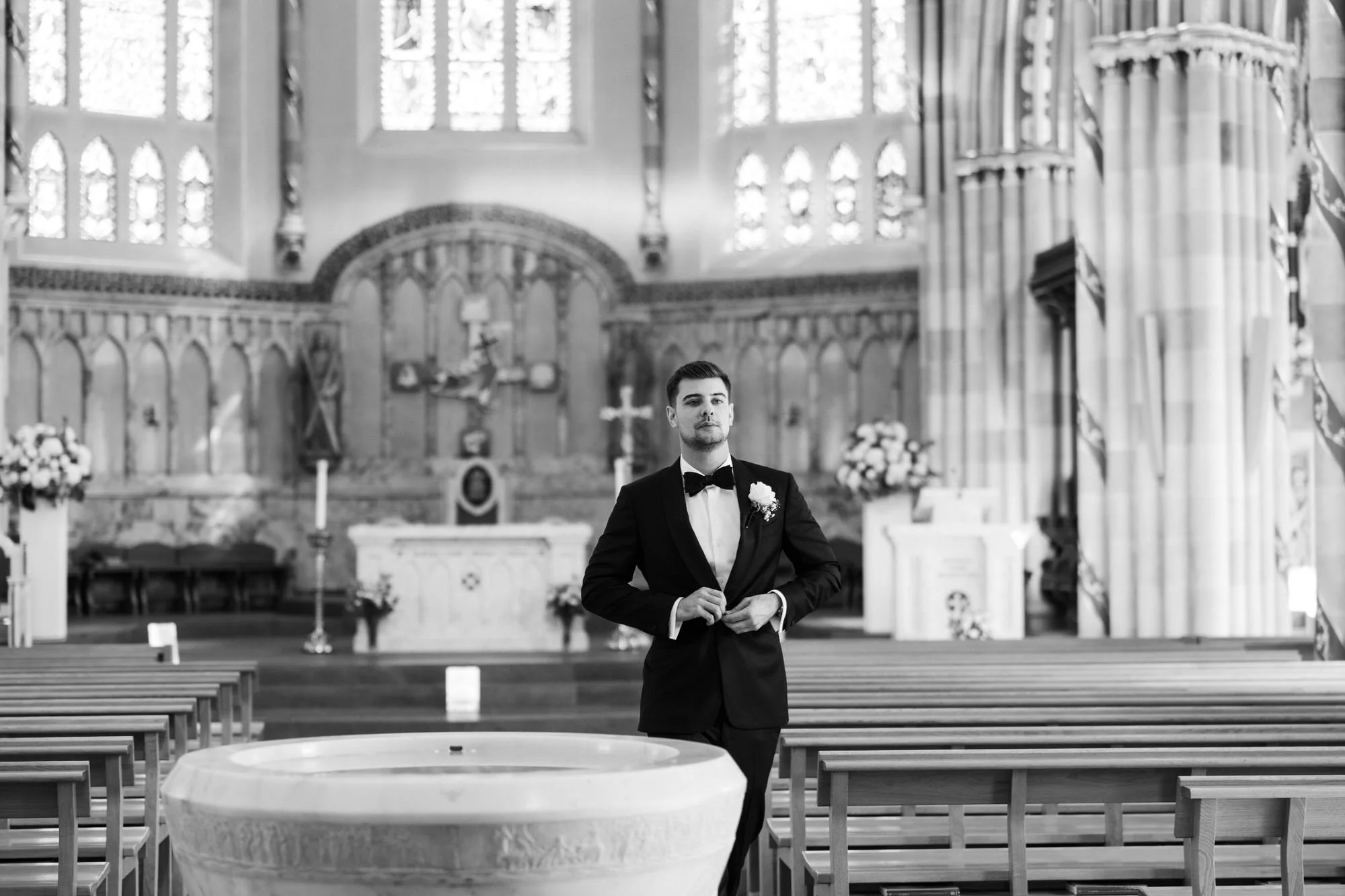 Jonathan waiting inside St Andrew’s Cathedral in Glasgow