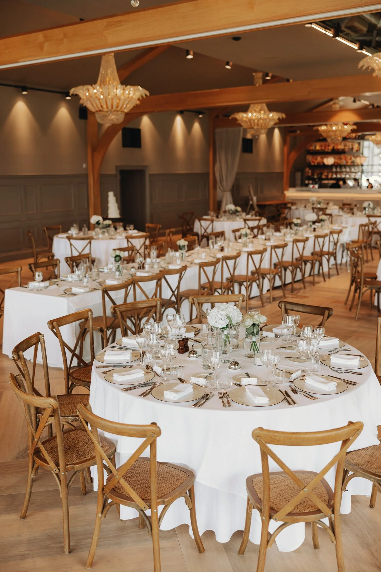 The pavilion set for Caterina and Jonathan’s wedding dinner