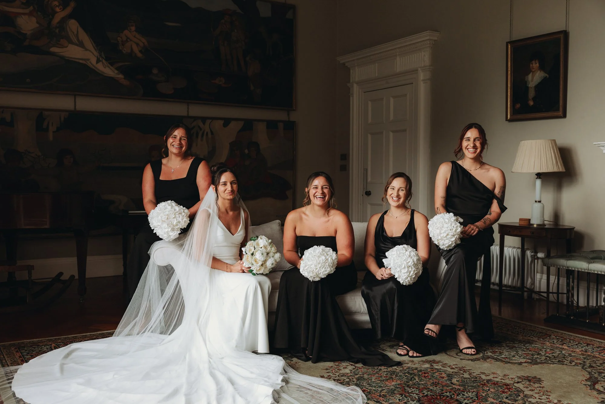 Caterina with her bridesmaids inside Boturich Castle