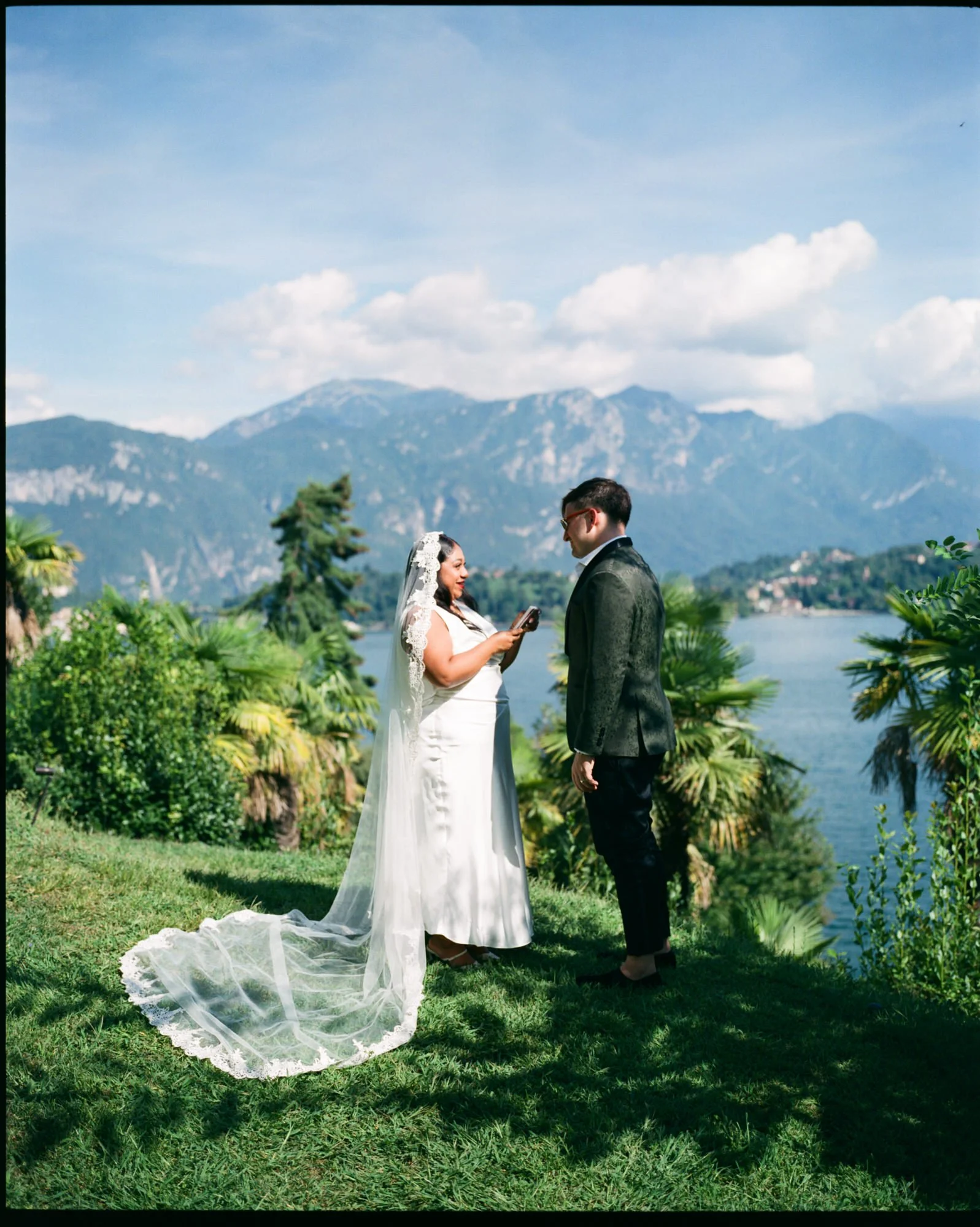 Velia and Dan during their outdoor elopement ceremony