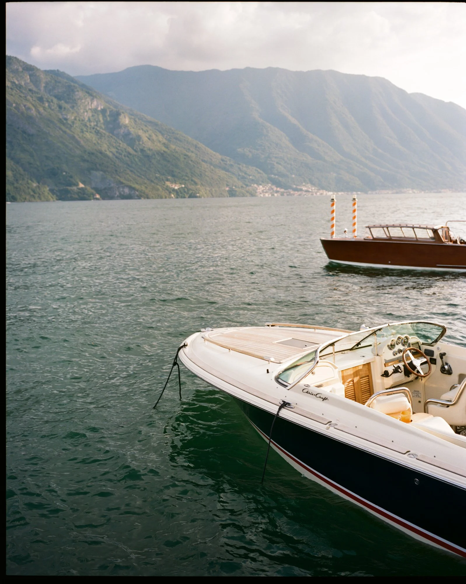 Boats moored beside the lake