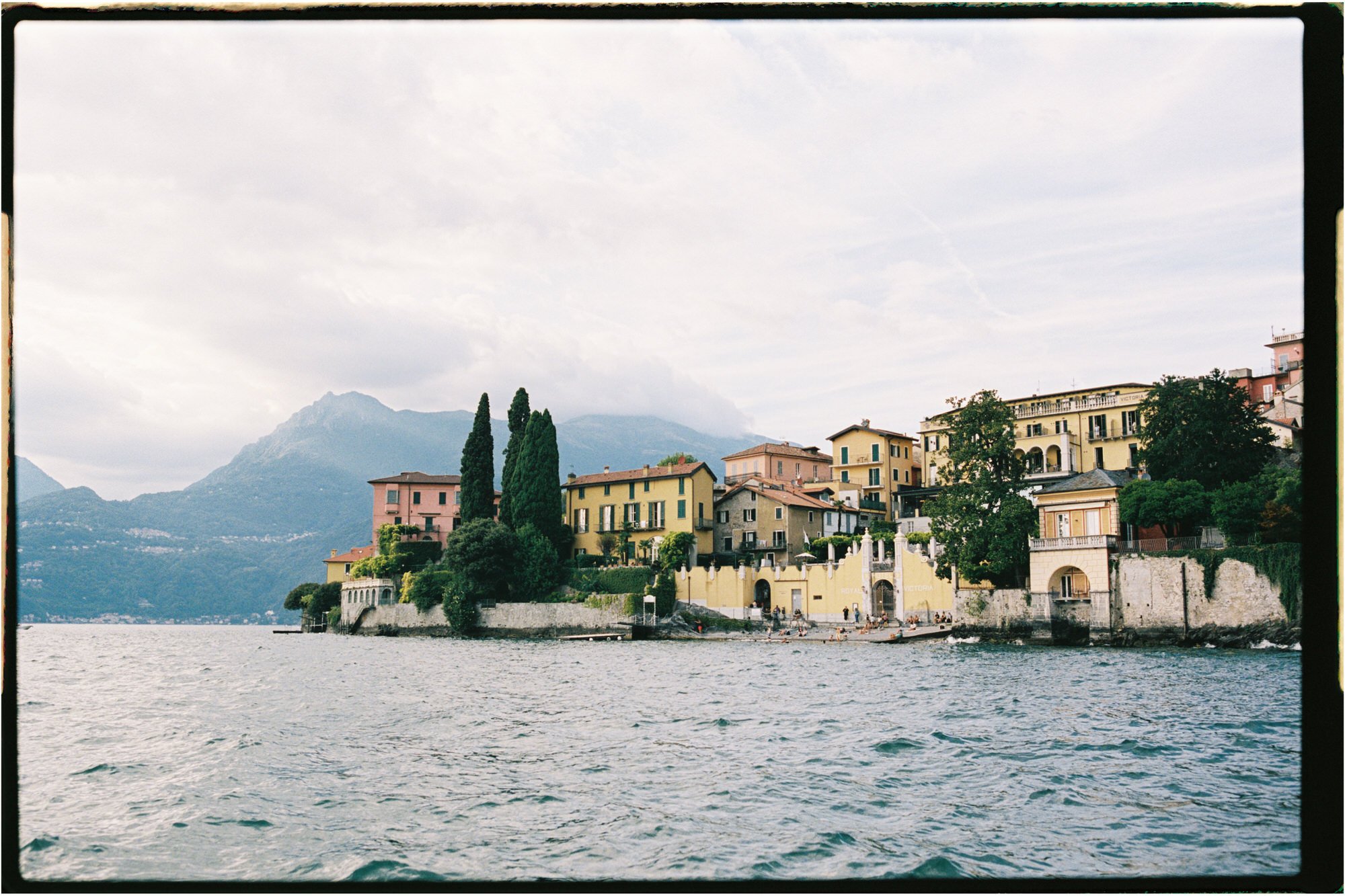 Buildings along the Lake Como shoreline