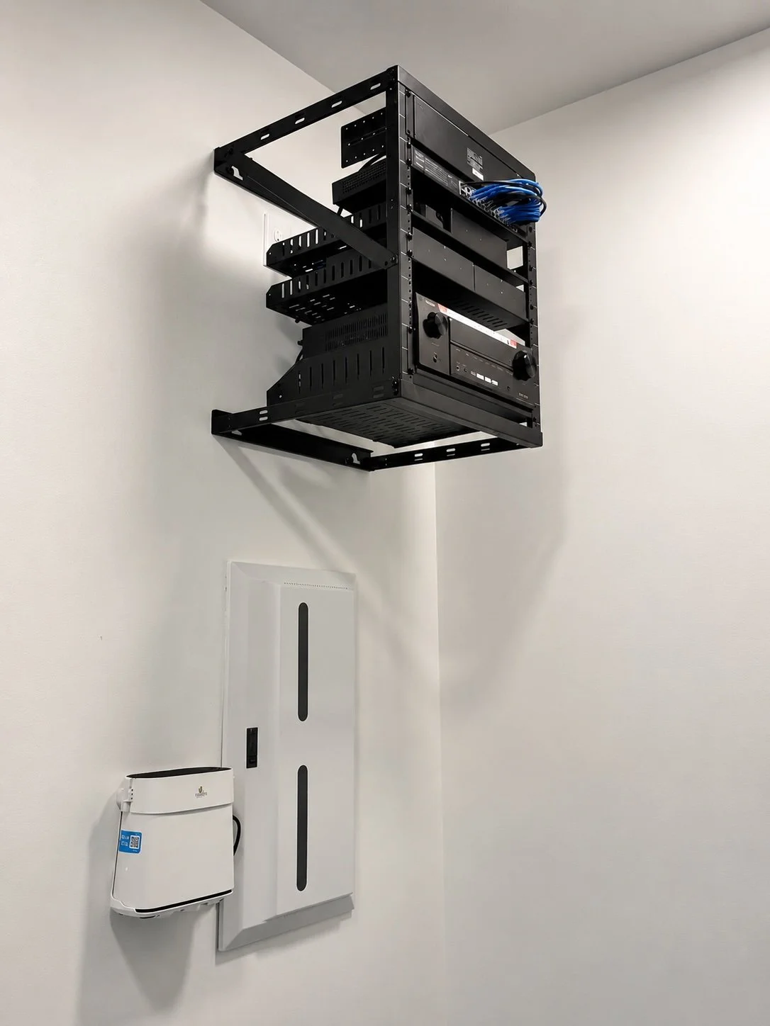 Wall Rack Mounted High and Out of the Way for more Usable space in this Room