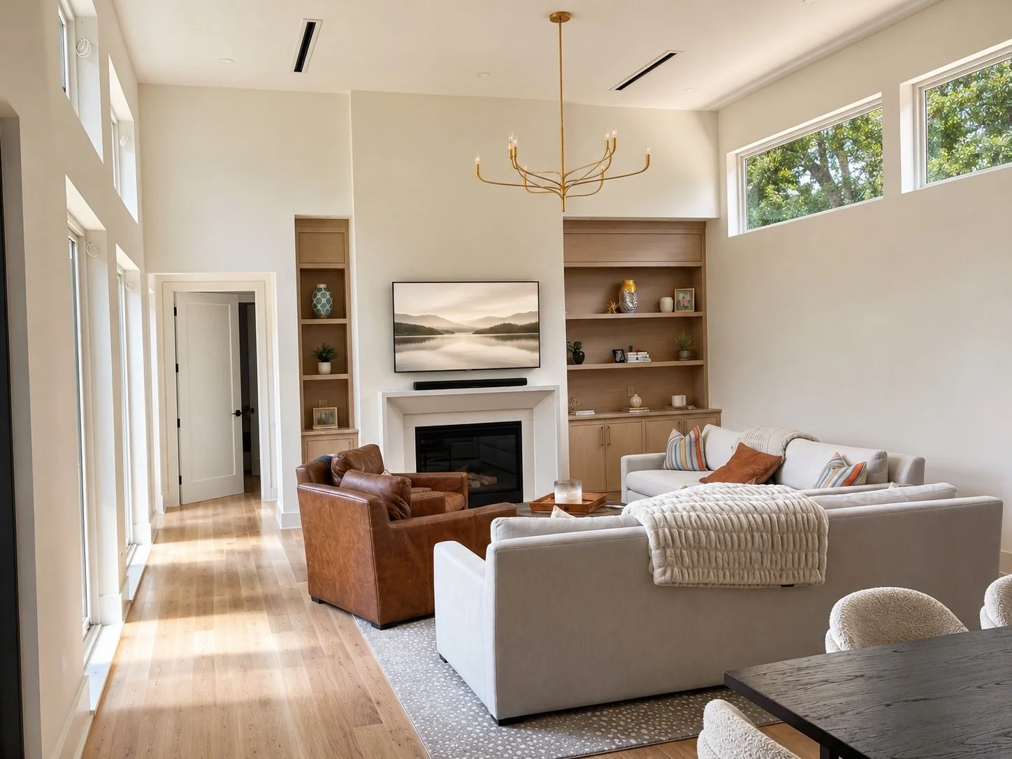 Wall mounted frame TV with soundbar surround system
