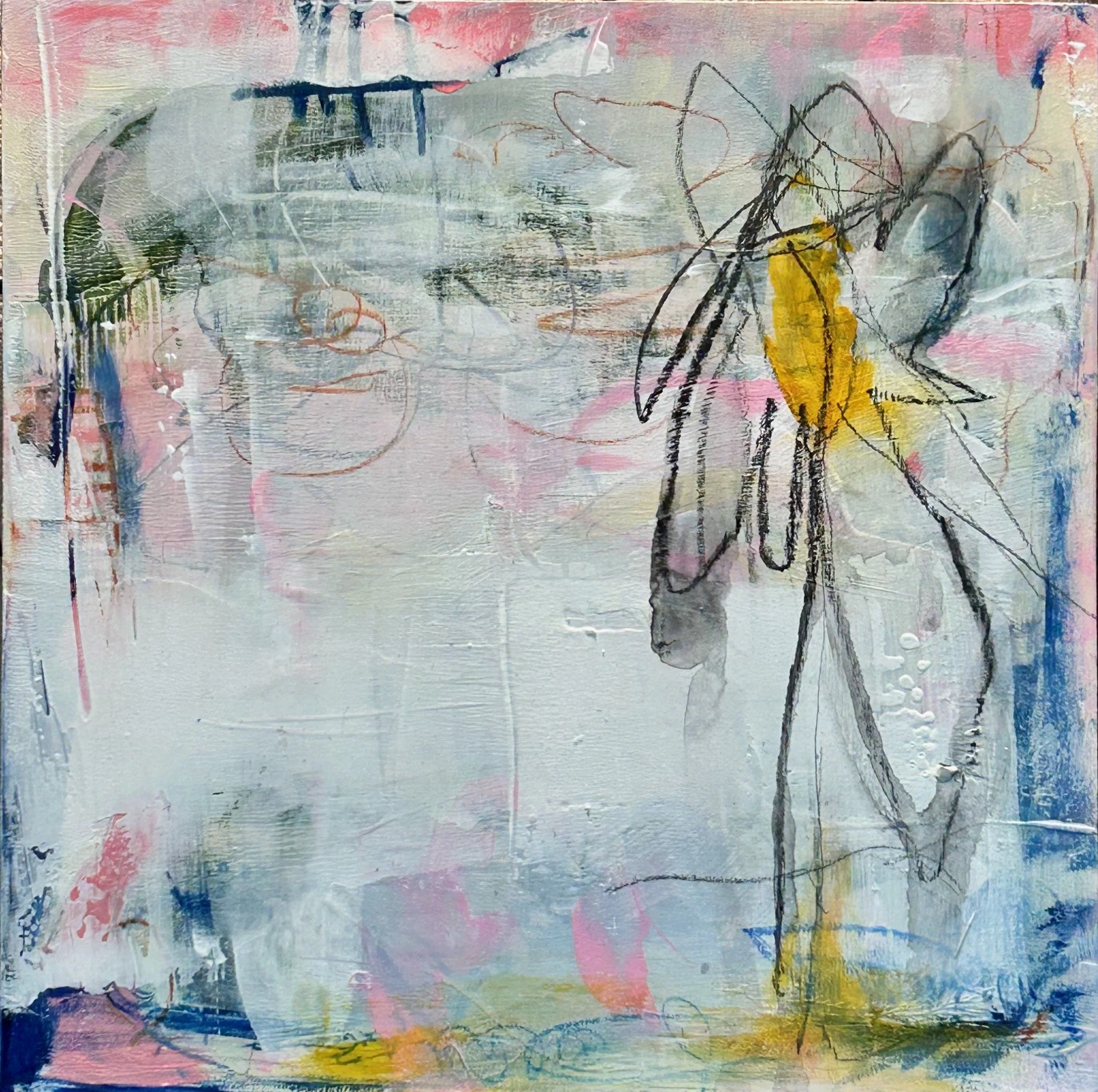 8x8 acrylic and charcoal on cradled wood panel