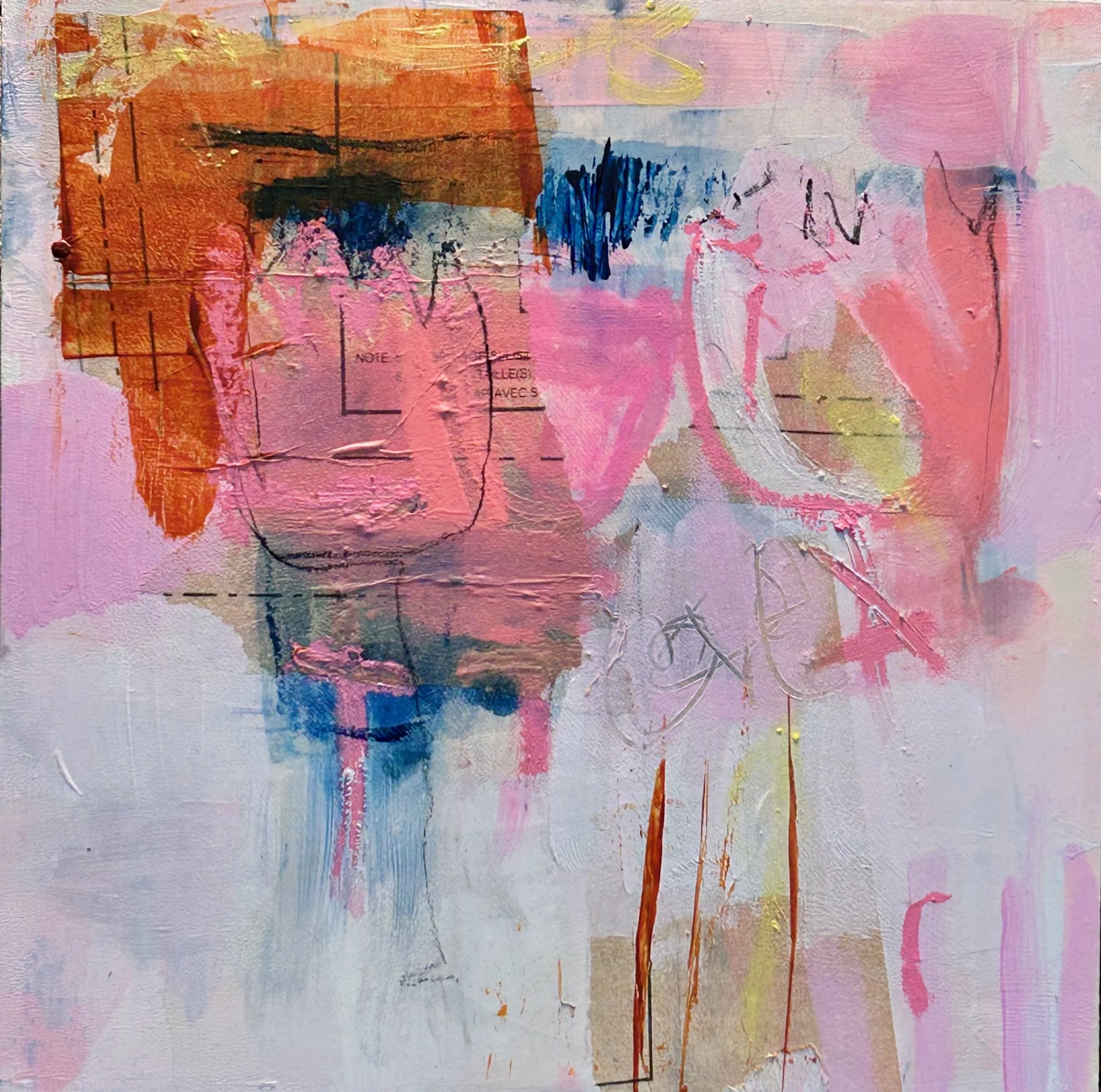 8x8 acrylic mixed media on cradled wood panel