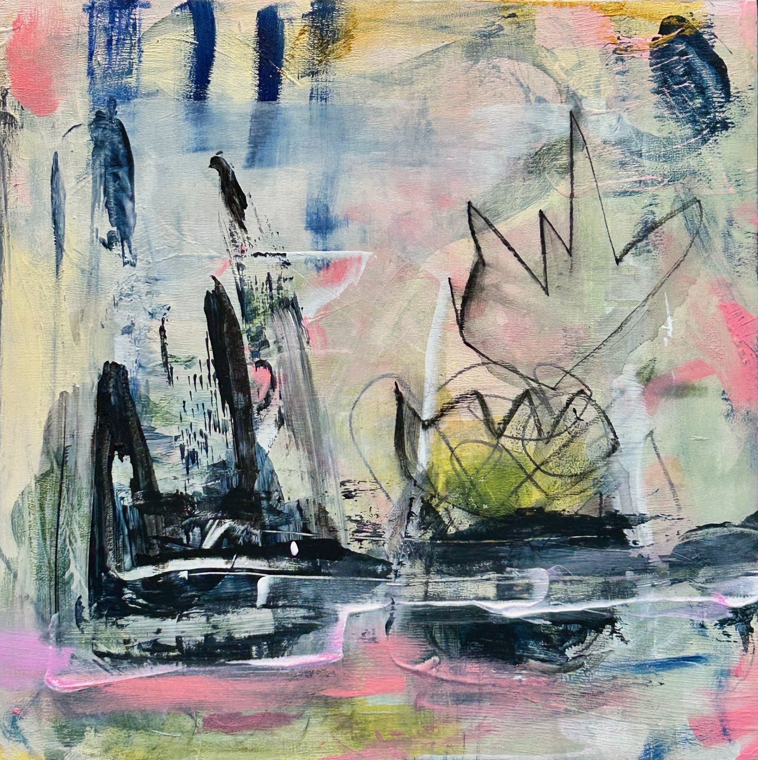 8x8 acrylic and charcoal on cradled wood panel