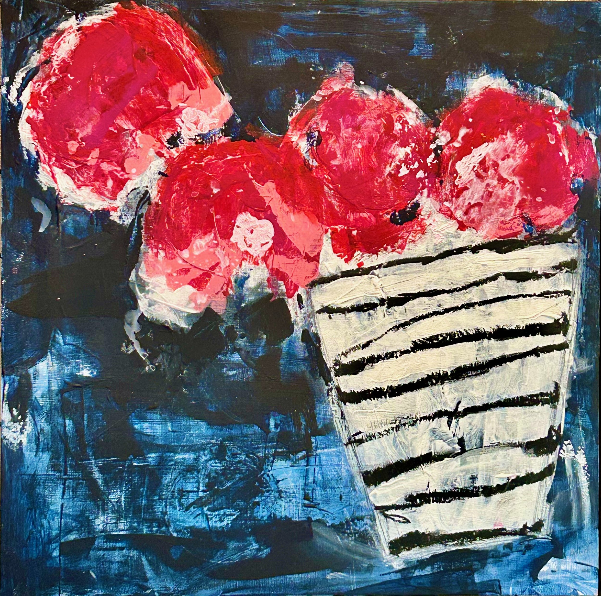 14x14 acrylic and oil stick on cradled wood panel