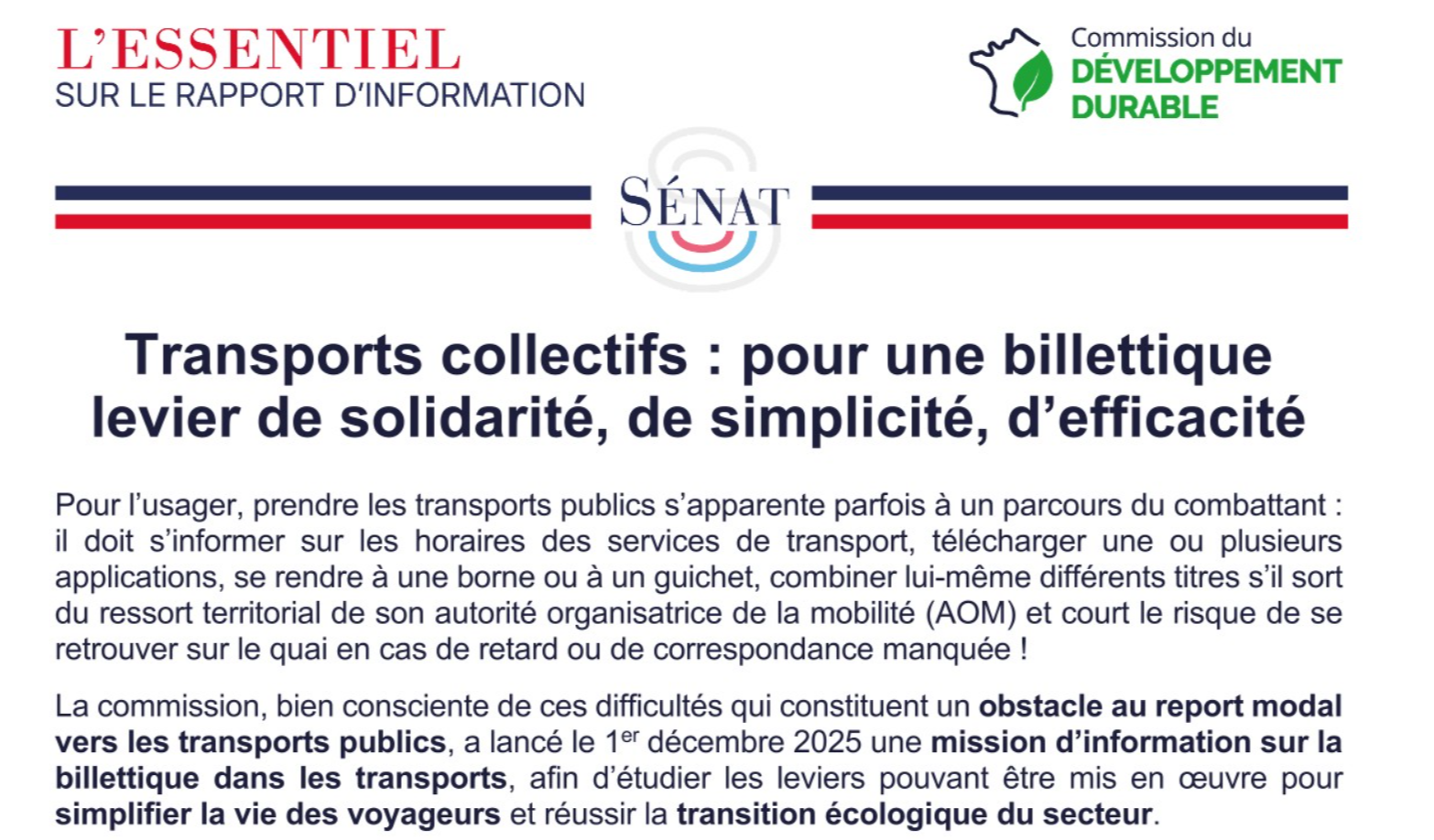 Billettique ferroviaire : le Sénat publie 17 recommandations pour un "choc de simplification"