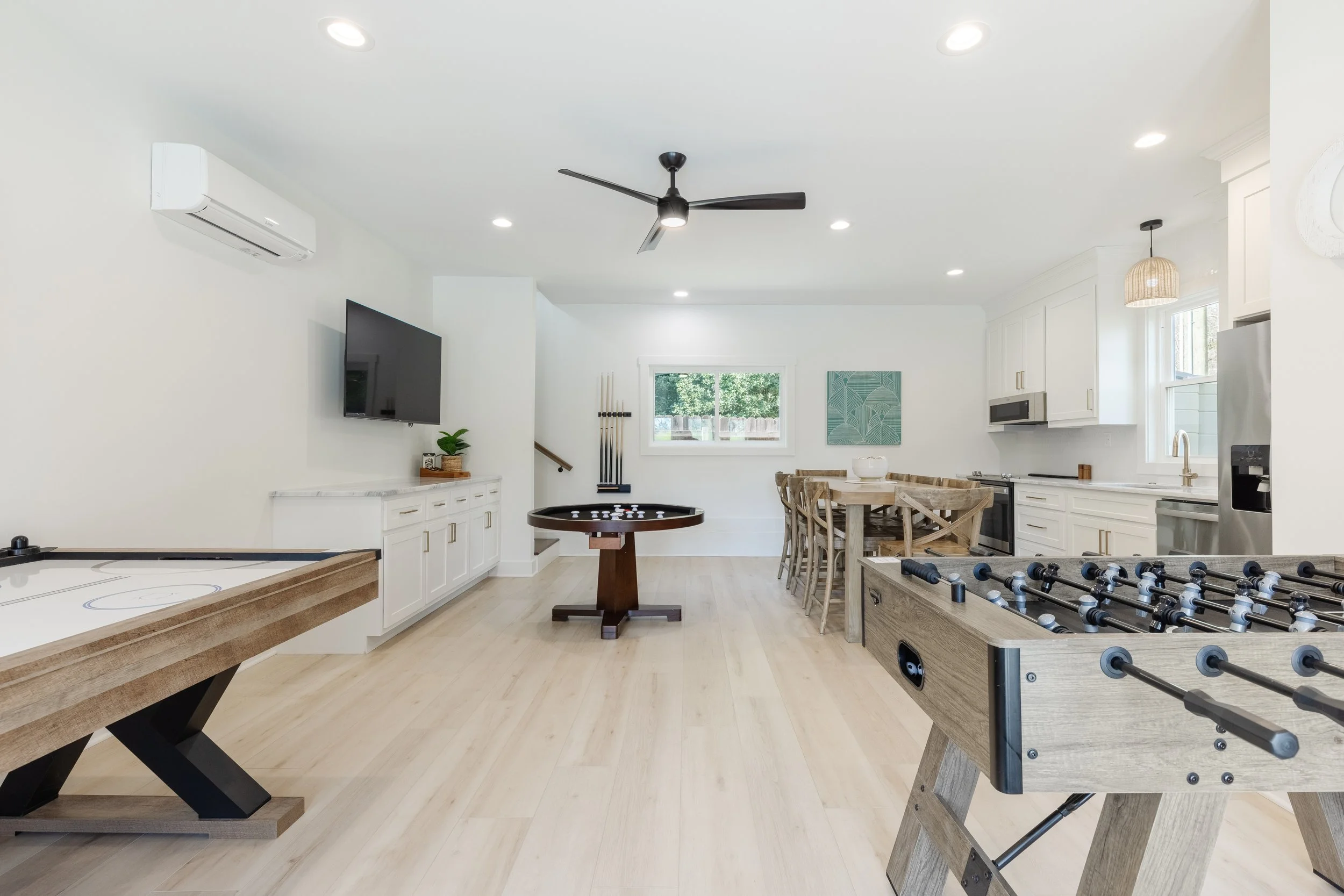 modern game room pool house