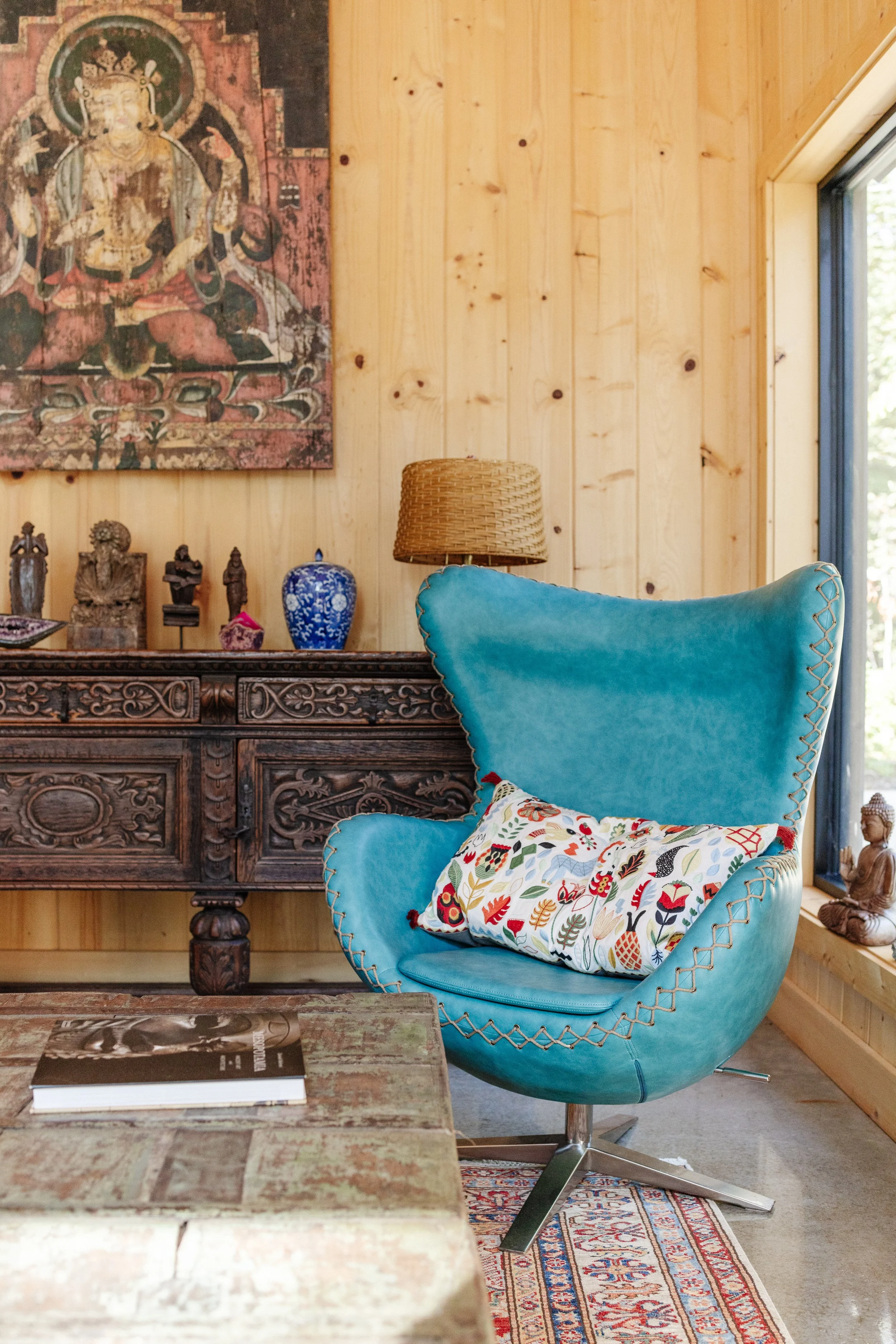 retro blue chair photo