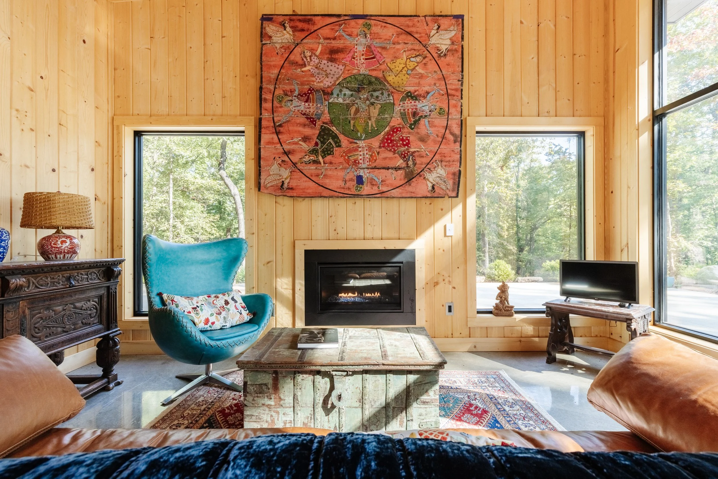 modern fireplace living room