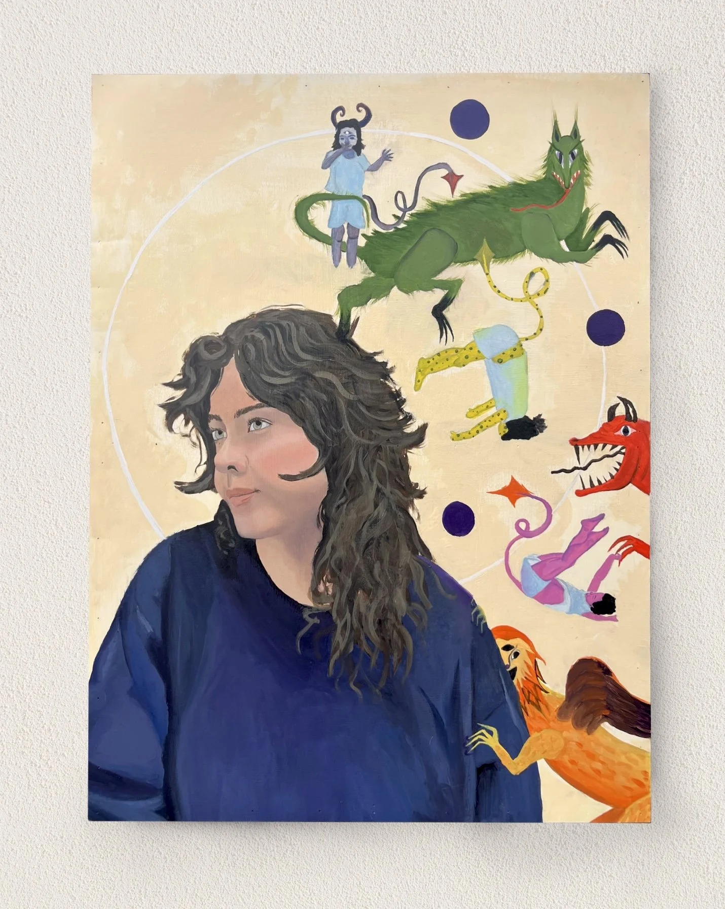 "The Creatures I Carry", Oil on Wood, 32” x 24”, 2025