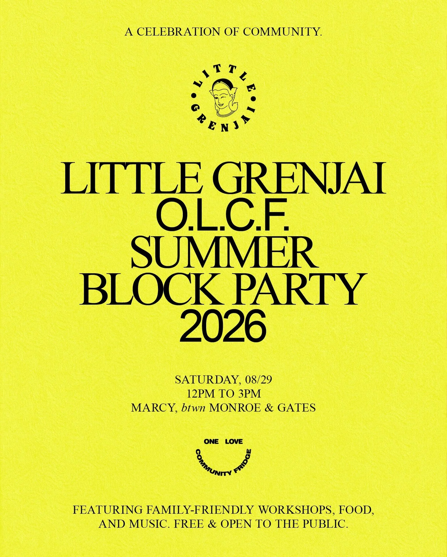 The Little Grenjai & One Love Community Fridge Summer Block Party 