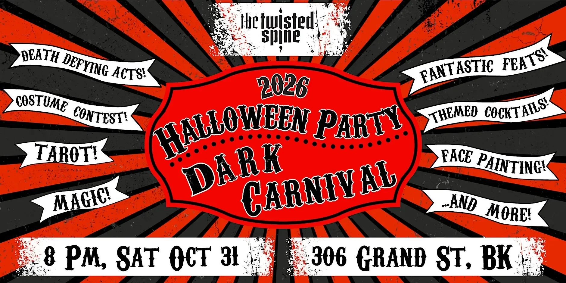 The Twisted Spine 2026 Halloween Party: DARK CARNIVAL!