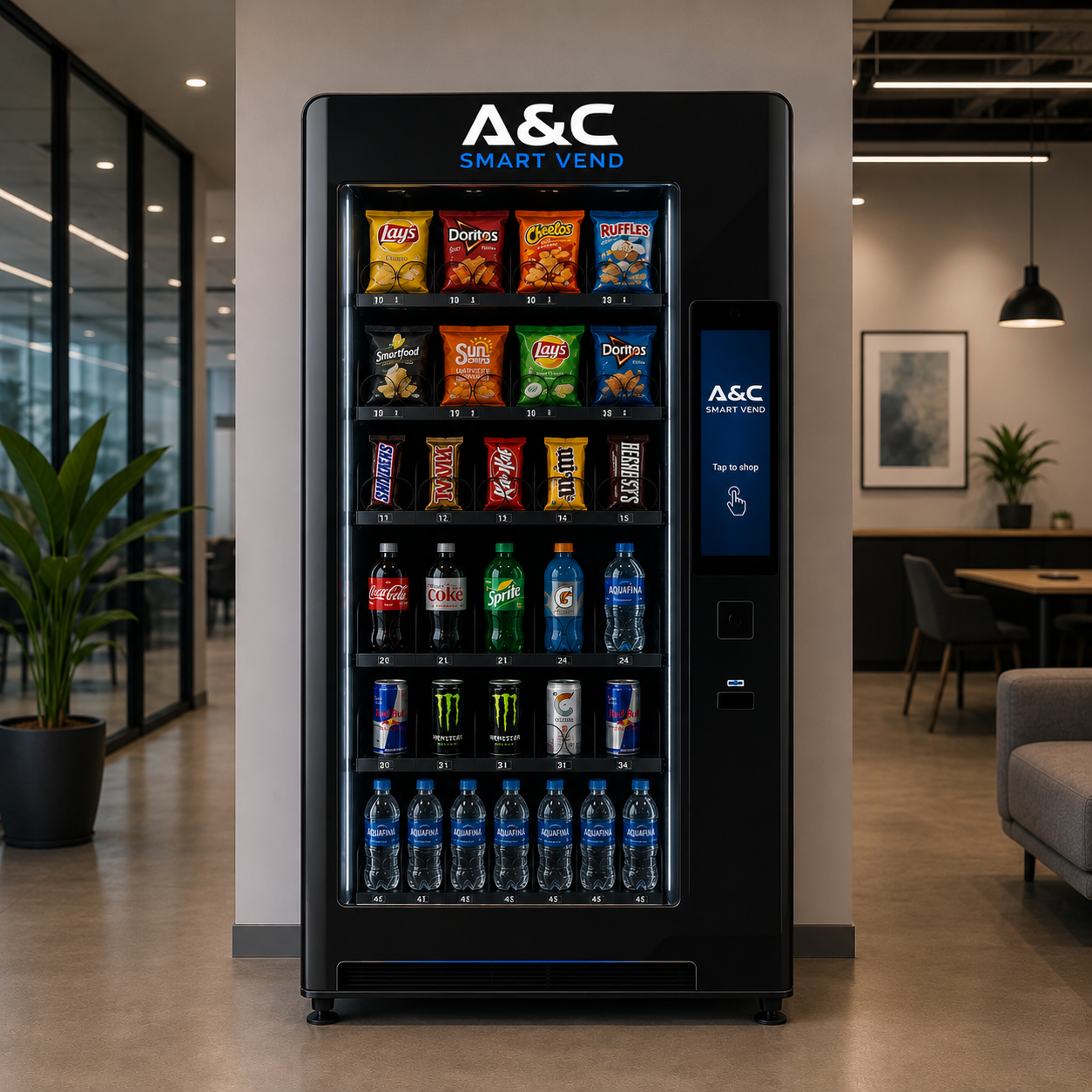 Smart vending machine in a modern office in Texas