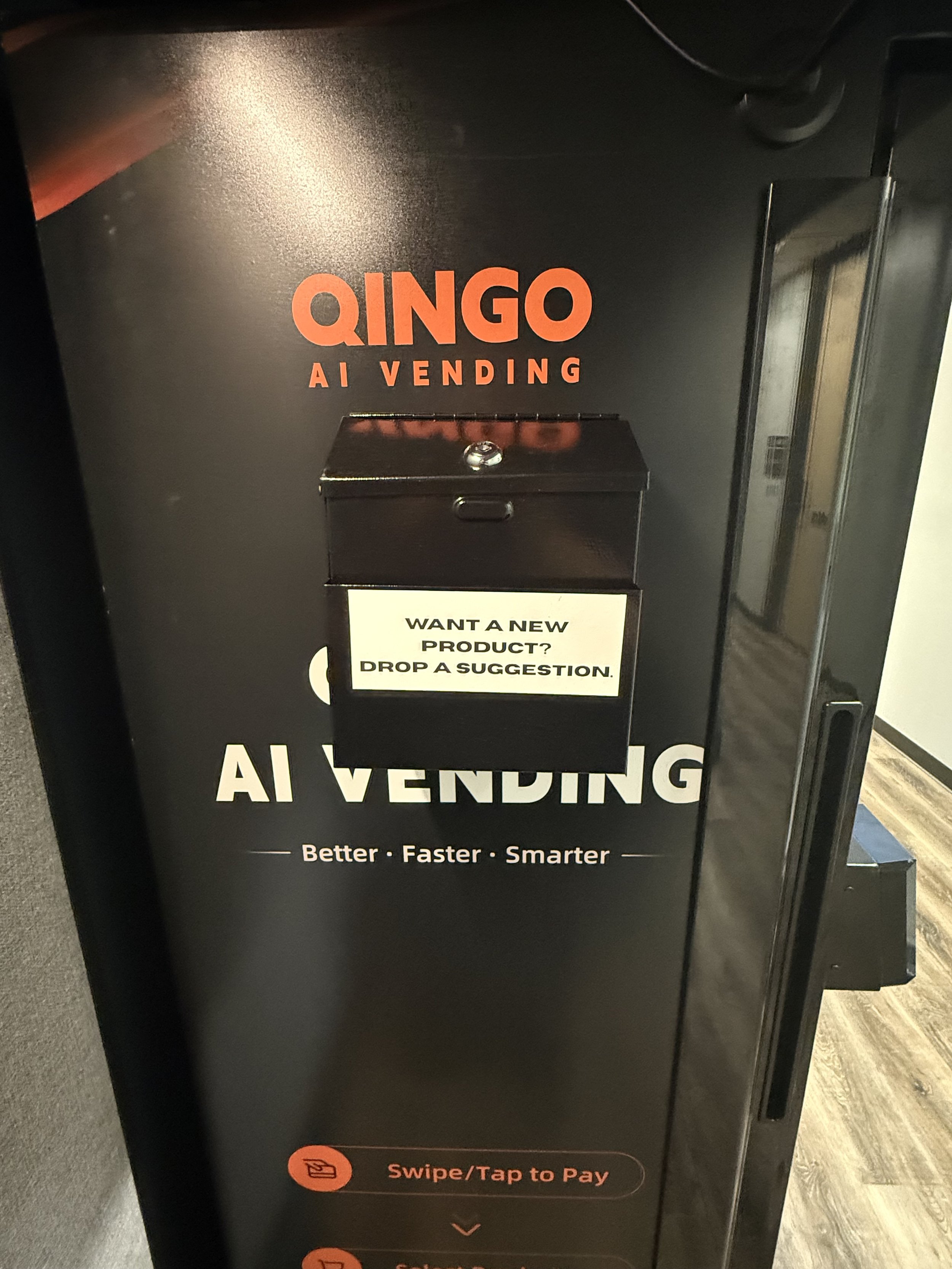 Each machine includes a suggestion box so customers can request new products.