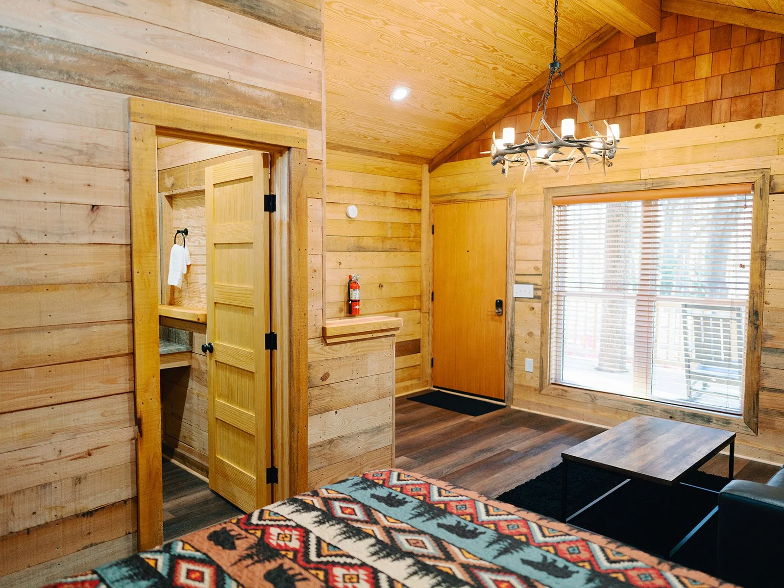 Inside of one of our treehouse cabins!
