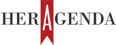Text reading 'HER AGENDA' with a red 'A' in the center.