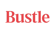 The word "Bustle" in pink text on a black background.