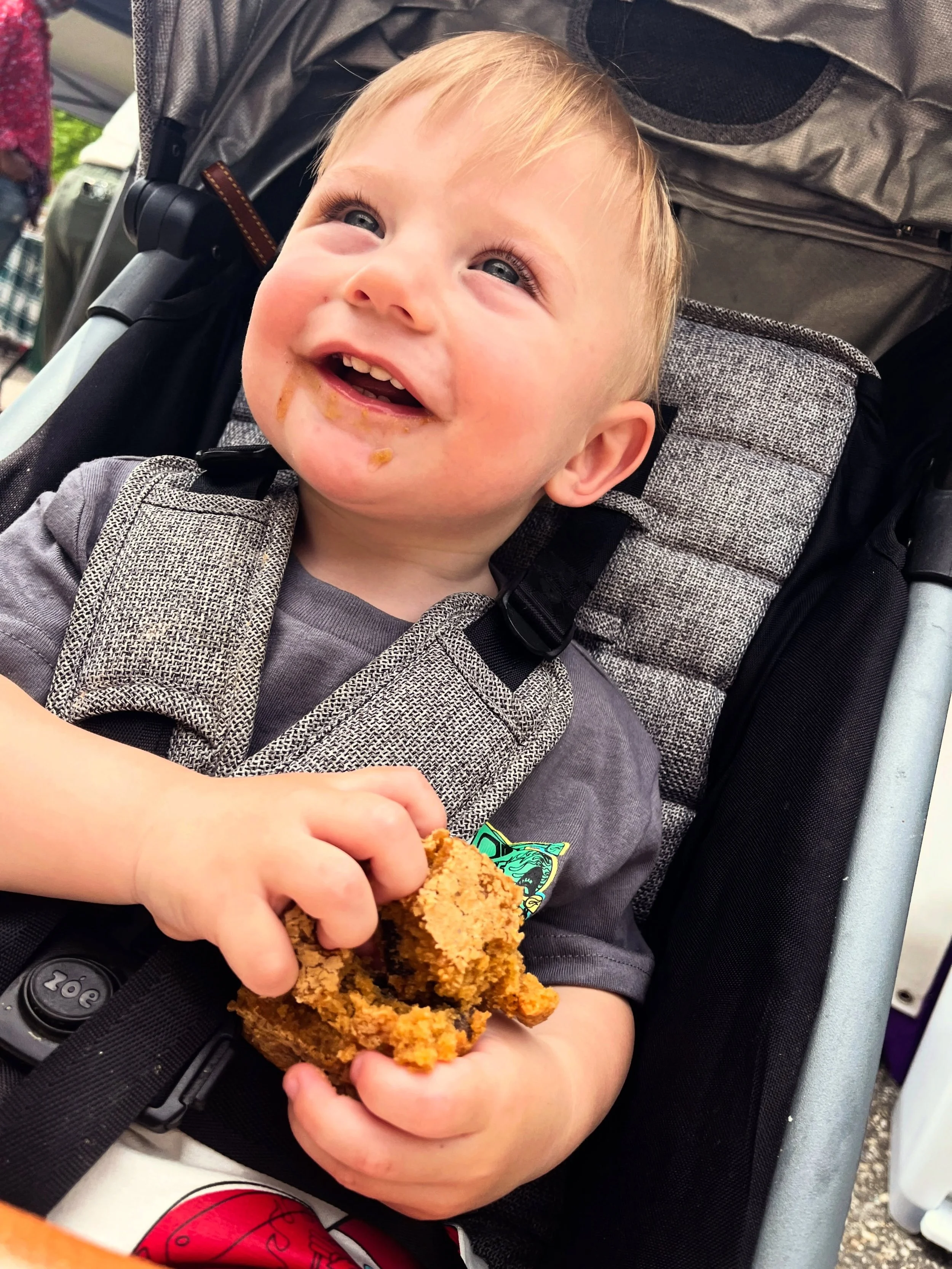 Thank you to the Mama that came by with this little guy today and got a great photo of him enjoying a Blondie! I get to meet so many families that have children with different food allergies, and it is a wonderful experience to be providing safe alte
