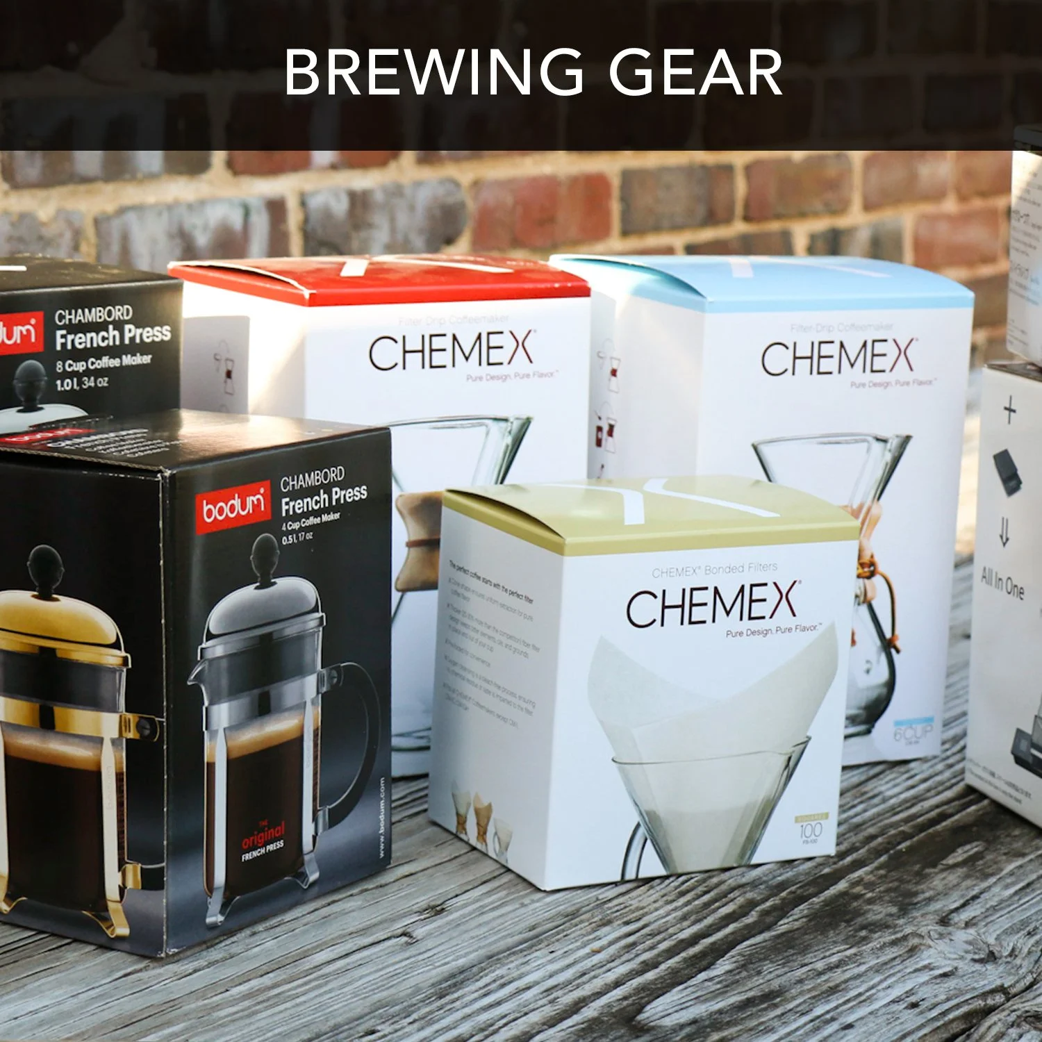 french press, chemex, v60