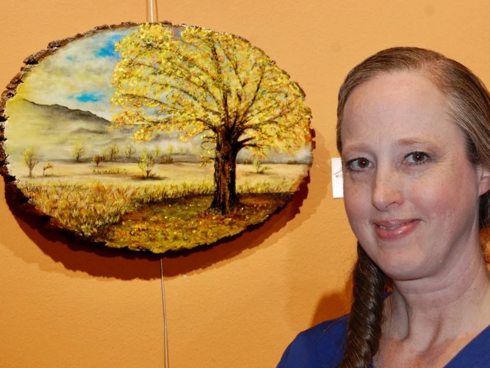 Best in Show winner - Angie McFarland pictured with her piece, Tranquil Cove