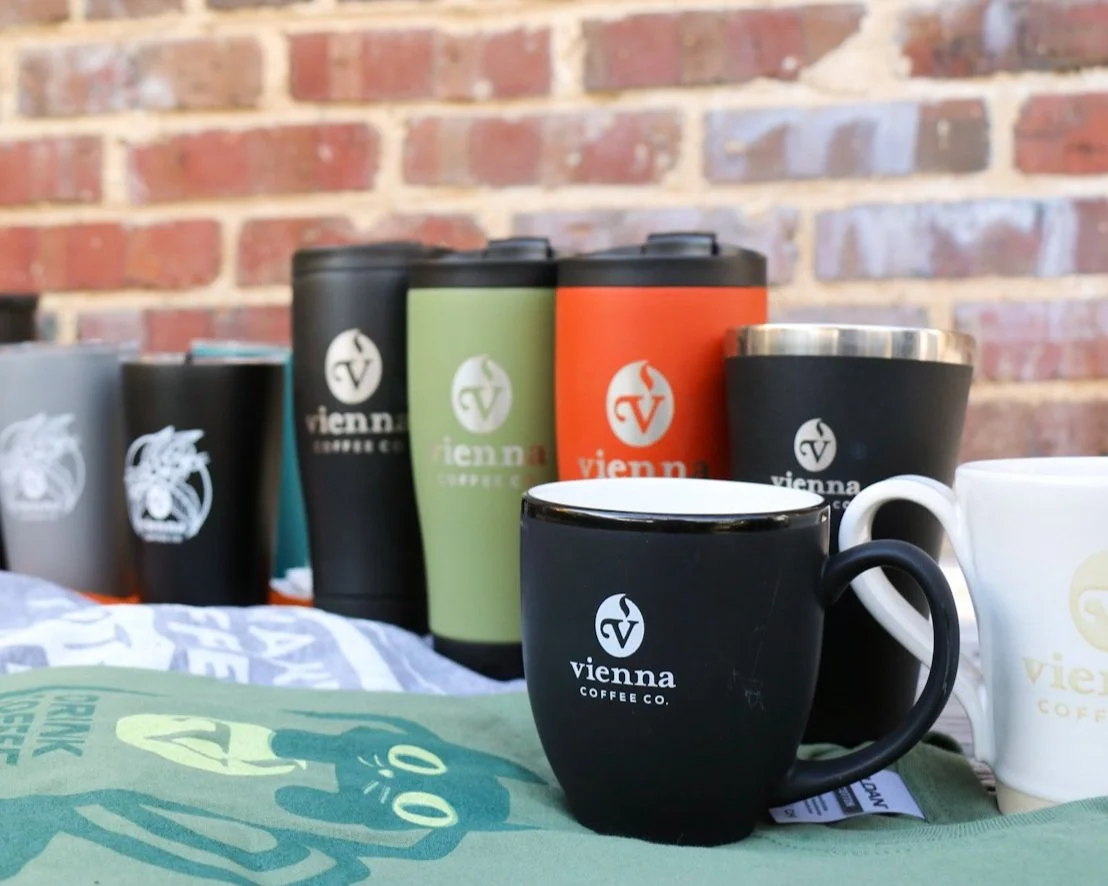 ceramic & travel mugs at Vienna Coffee company
