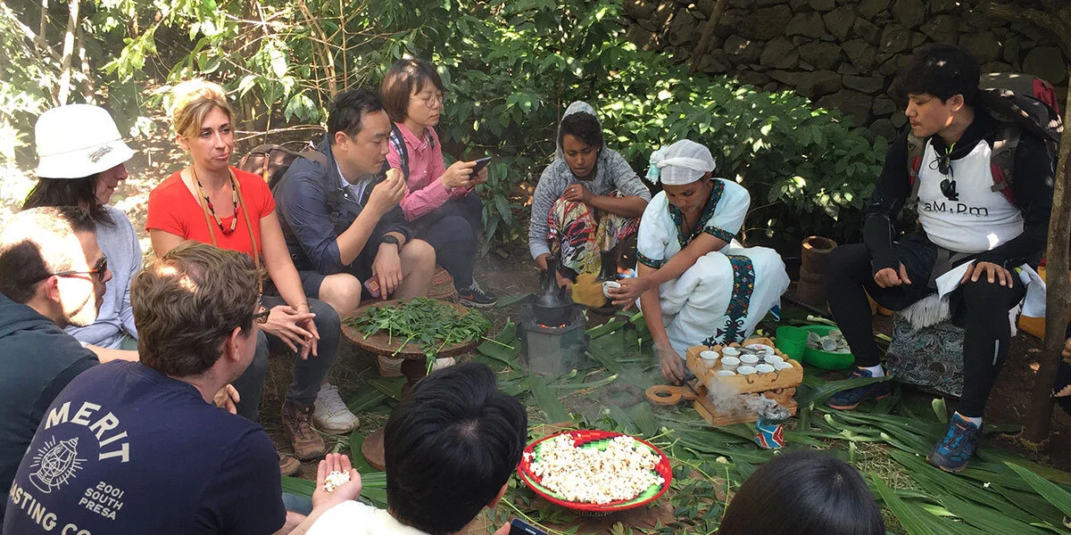 Coffee Ceremony in Ethiopia on John Clark’s origin trip to the area.