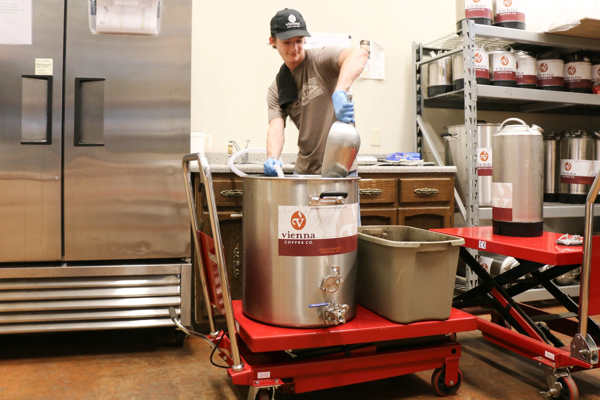 Patrick, VCC's cold brewer, working his magic