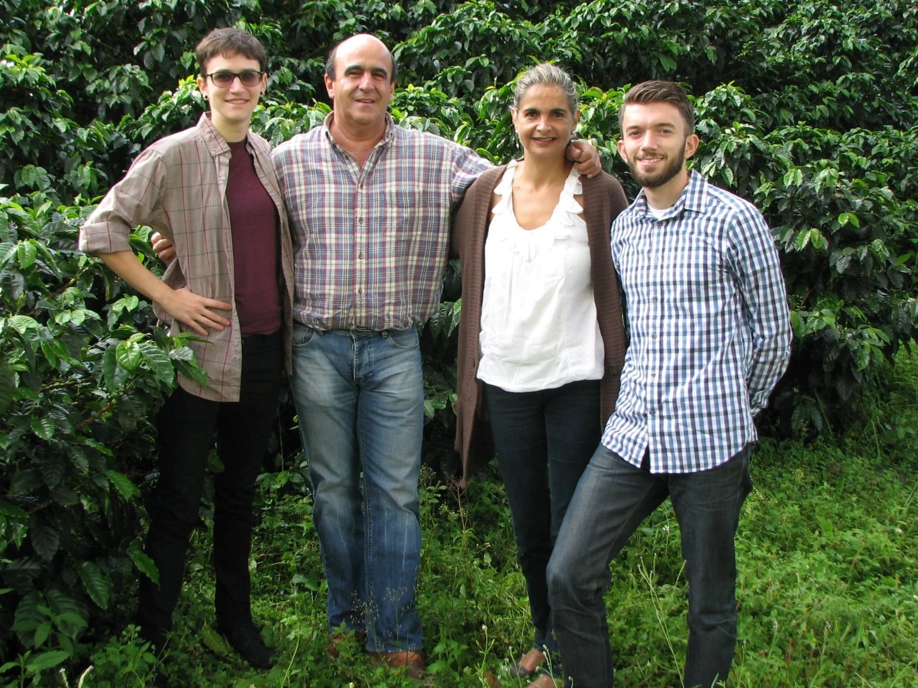  Adam Shaw, Deeper Roots' Director of Coffee, with growers on his trip to Tolima 