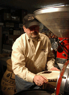 John Clark roasting coffee