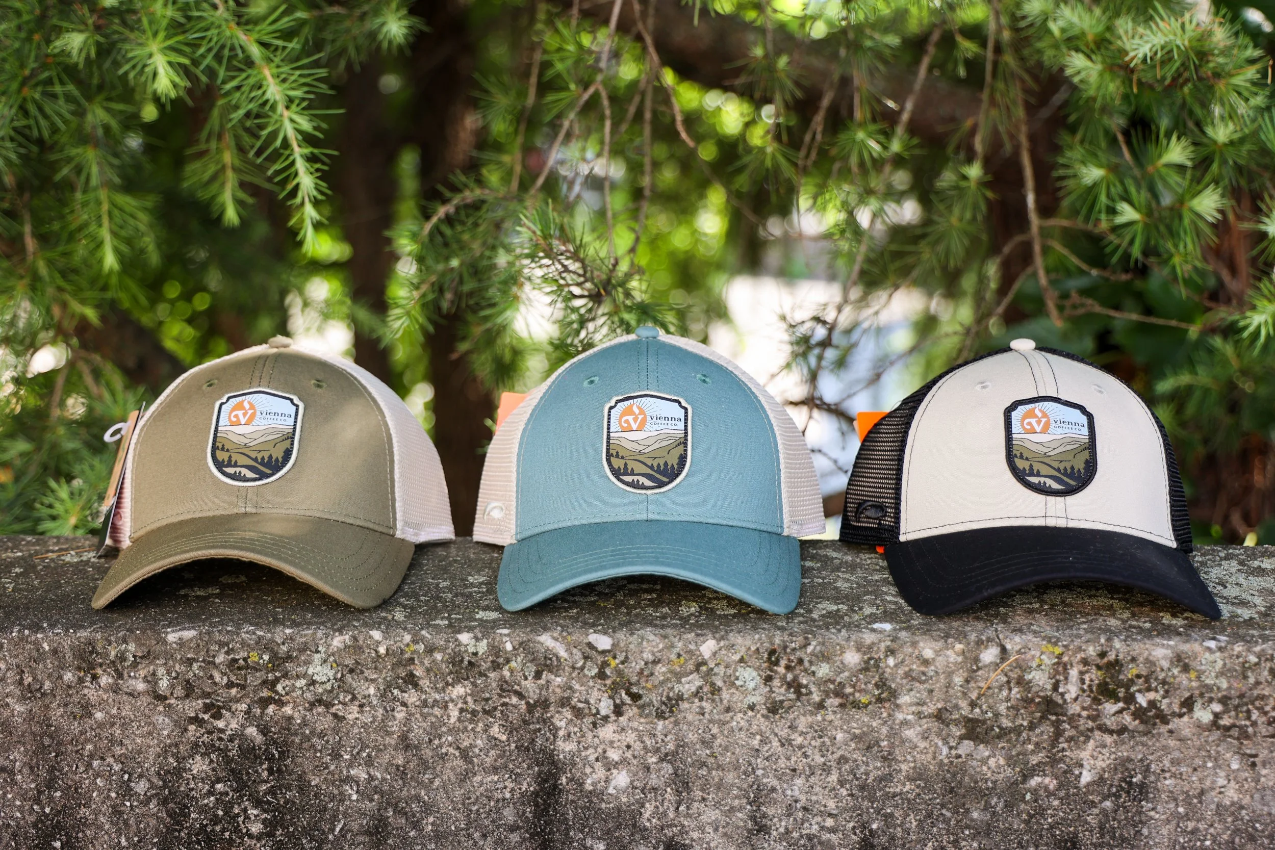  Trucker Hats (green, blue, black &amp; khaki) 