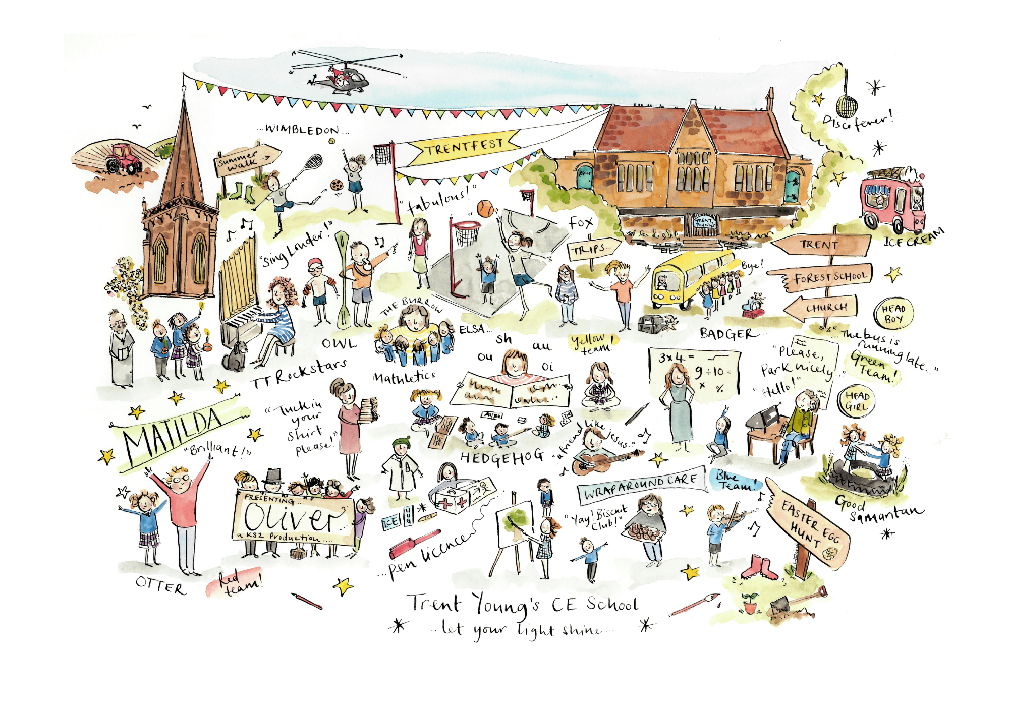 Trent Young’s CE School | Illustrated A3 Print | £5 from every print donated to Trent Young’s PTA