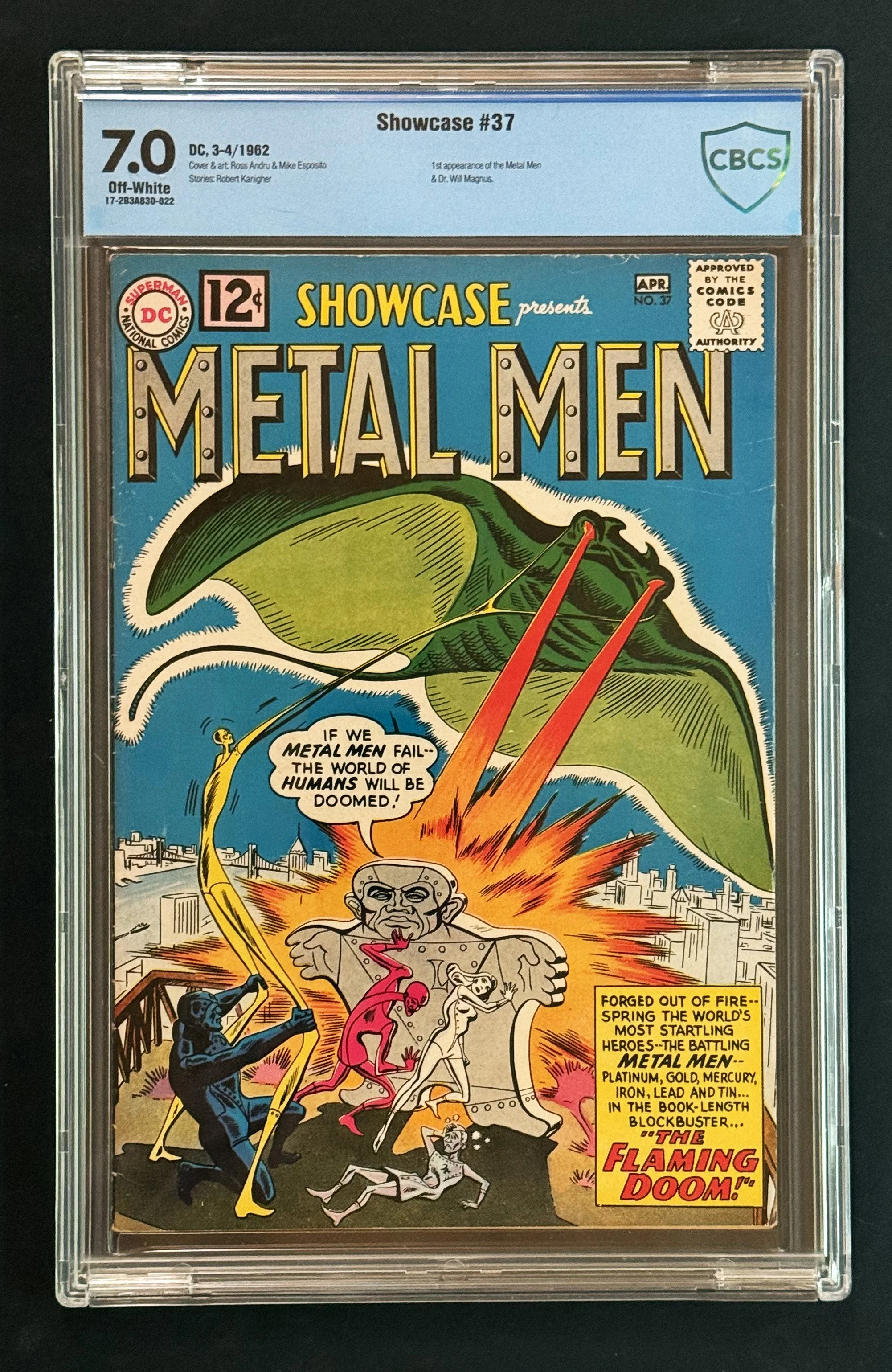 Showcase #37 — CBCS 7.0 (FN/VF) — 1st Metal Men & Dr. Will Magnus — DC Comics, 1962