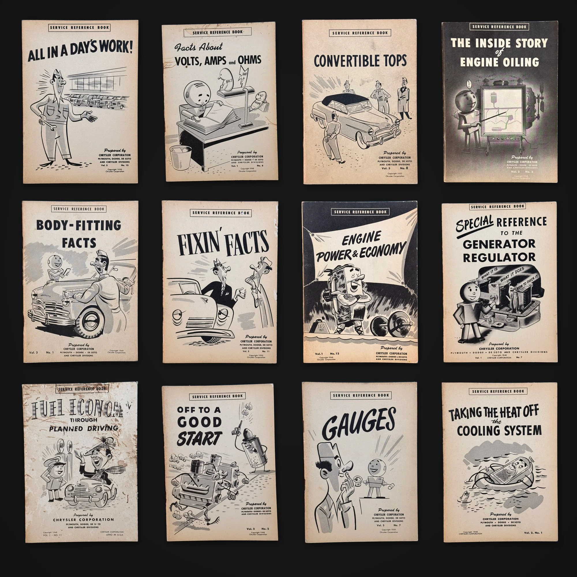 Meet Tech: 12 Chrysler Service Reference Books, 1948-1950