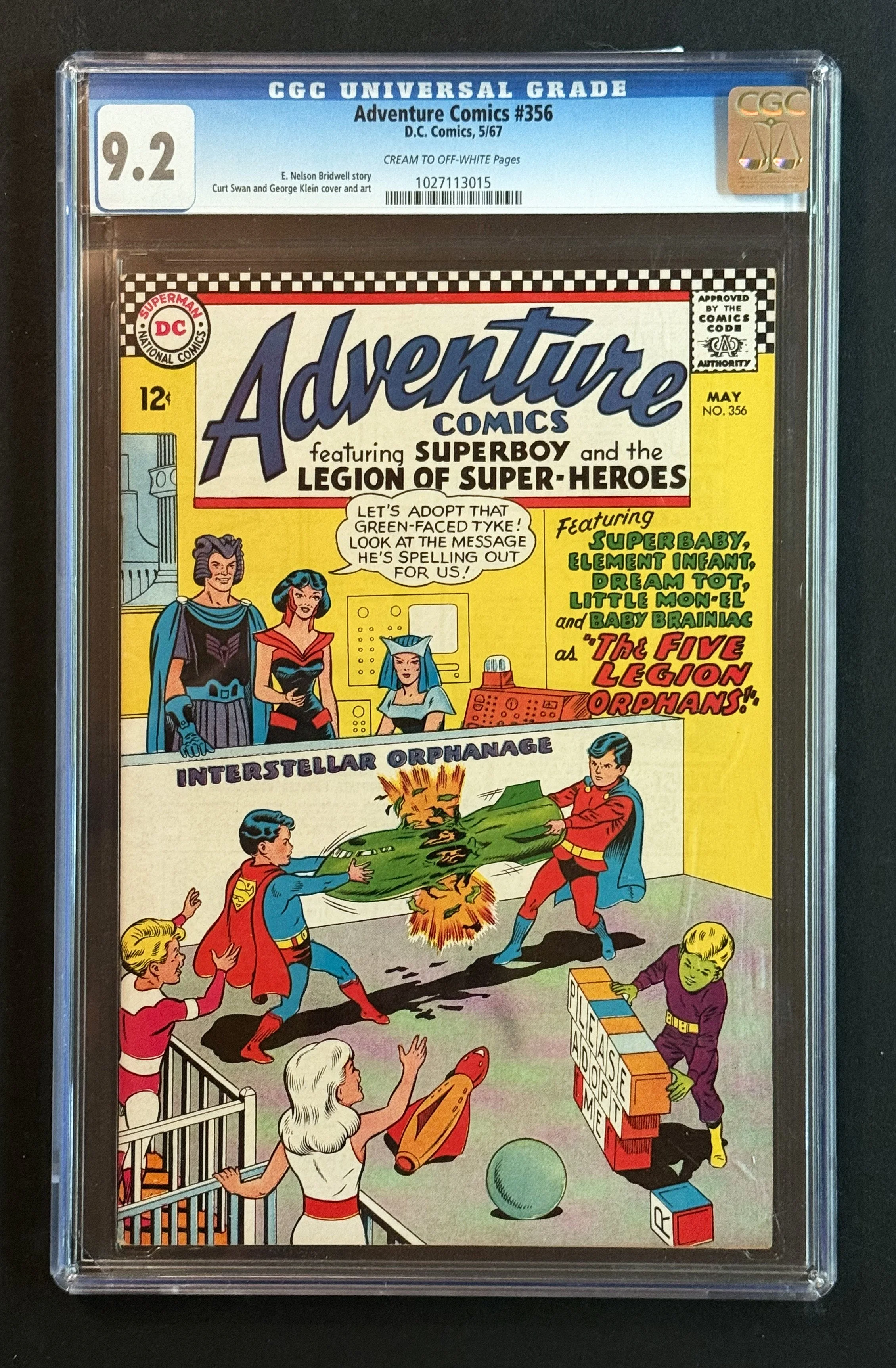 Adventure Comics #356 — CGC 9.2 — The Five Legion Orphans (DC, 1967)