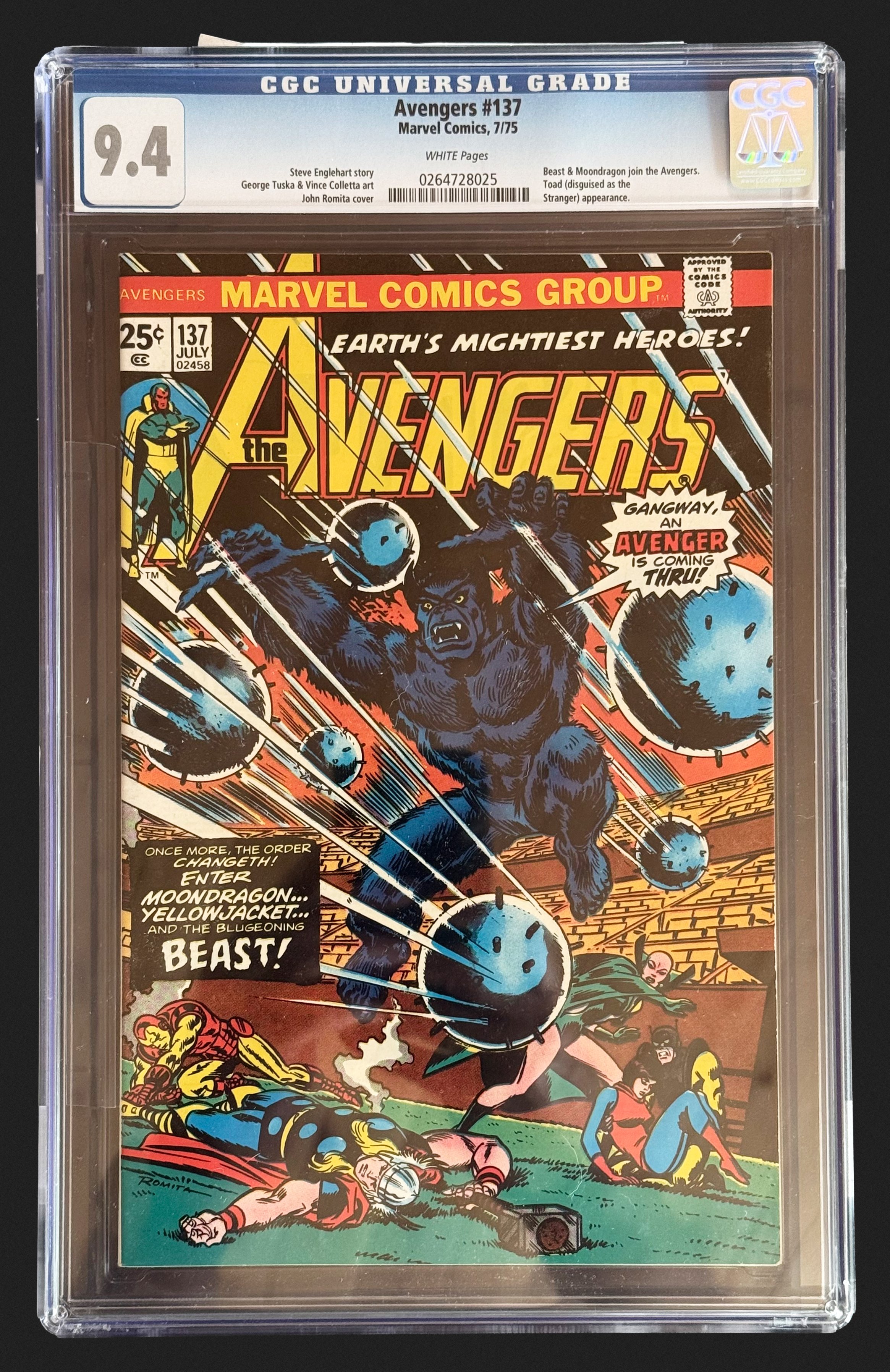 Two High-Grade Bronze Age Avengers — #137 CGC 9.4 and #180 CGC 9.6