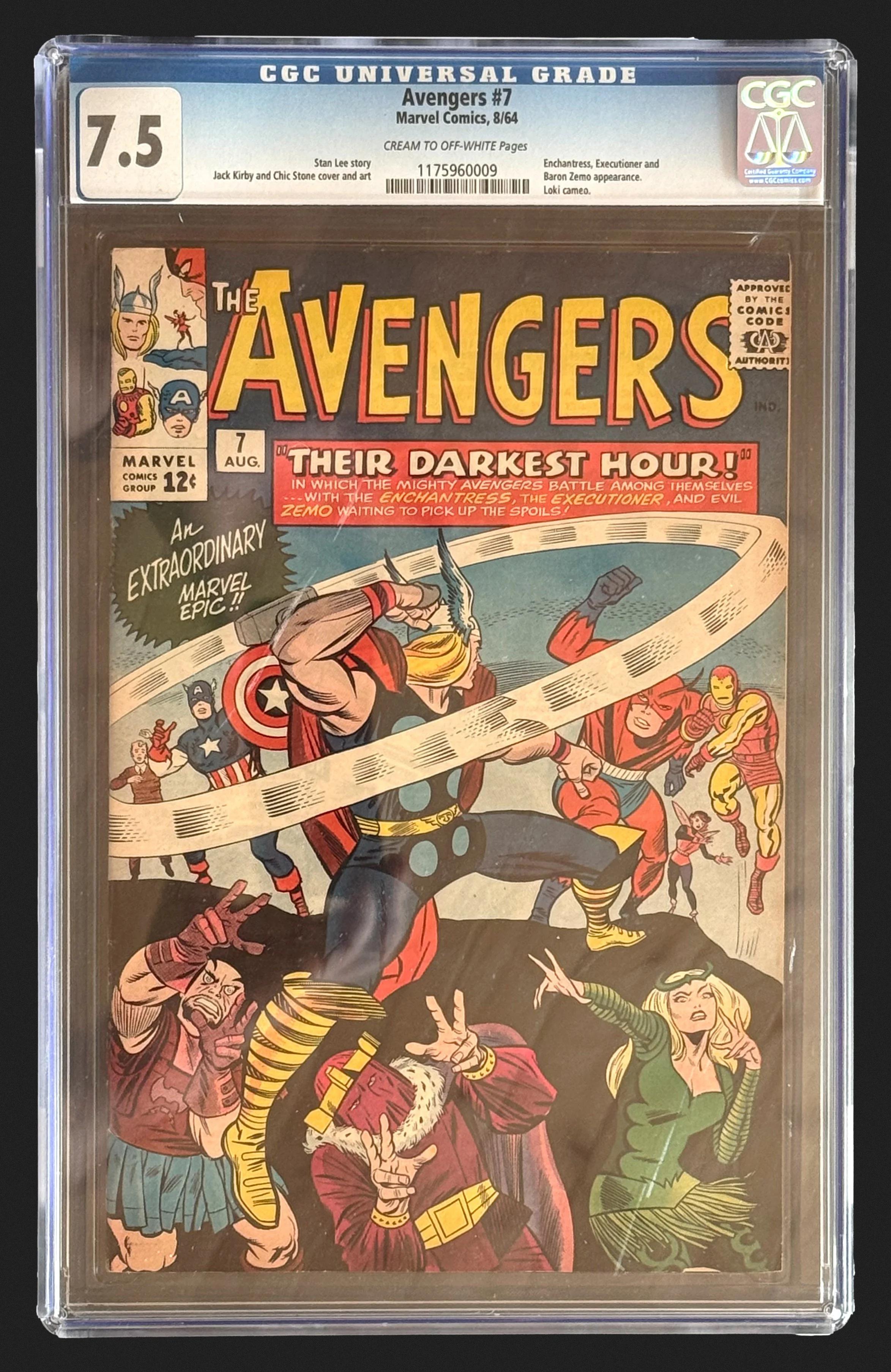 Avengers #7 — "Their Darkest Hour!" Enchantress, Executioner & Zemo (CGC 7.5, 1964)